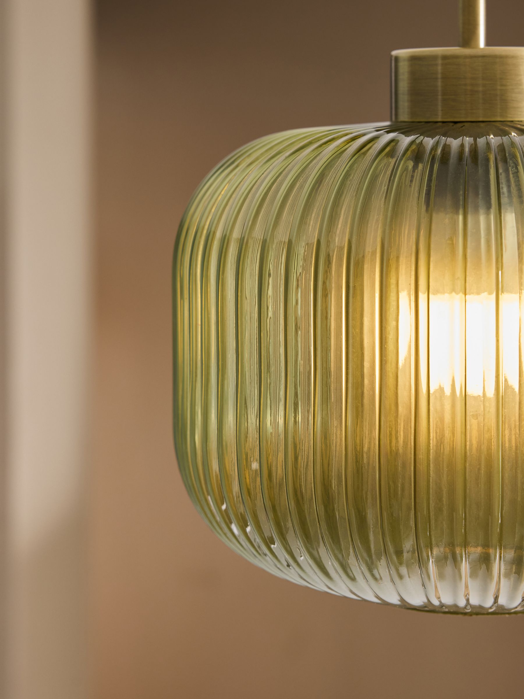 Briz Ribbed Glass Flush Fitting Ceiling Light in Green - Image 2 of 5 Briz Ribbed Glass Flush Fitting Ceiling Light in Green - Image 2 of 5