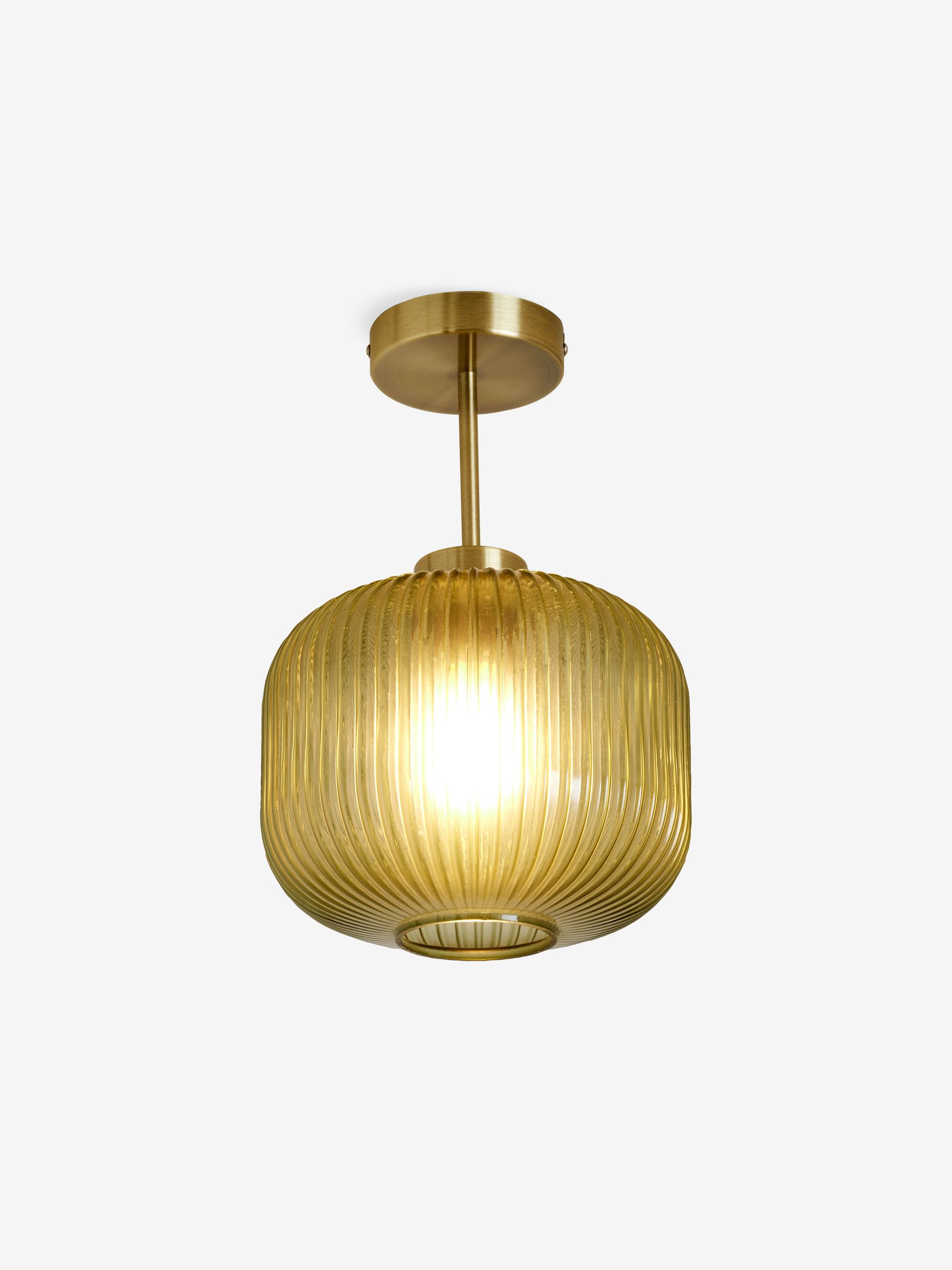 Briz Ribbed Glass Flush Fitting Ceiling Light in Green - Image 5 of 5