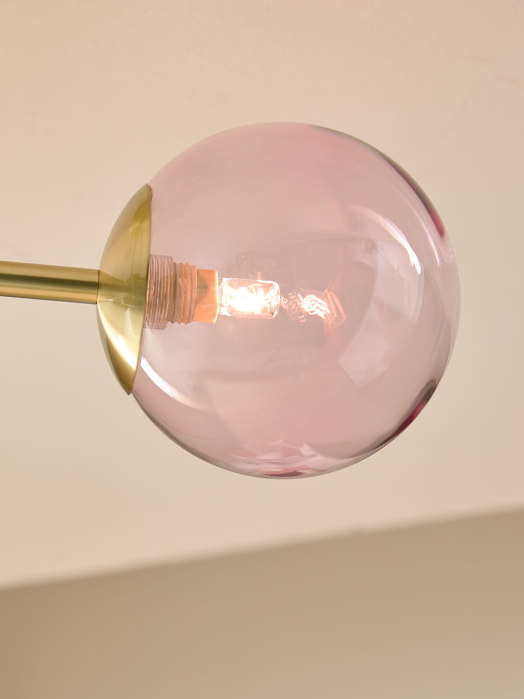 Globe 3 Light Flush Fitting Ceiling Light in Pink - Image 4 of 6
