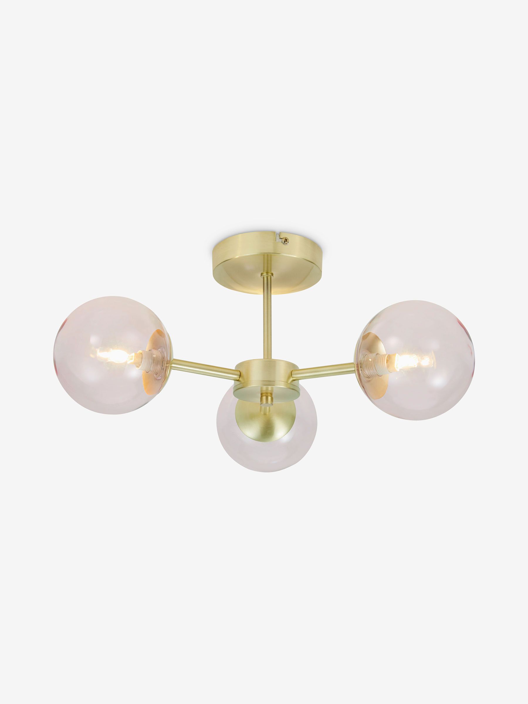 Globe 3 Light Flush Fitting Ceiling Light in Pink - Image 6 of 6