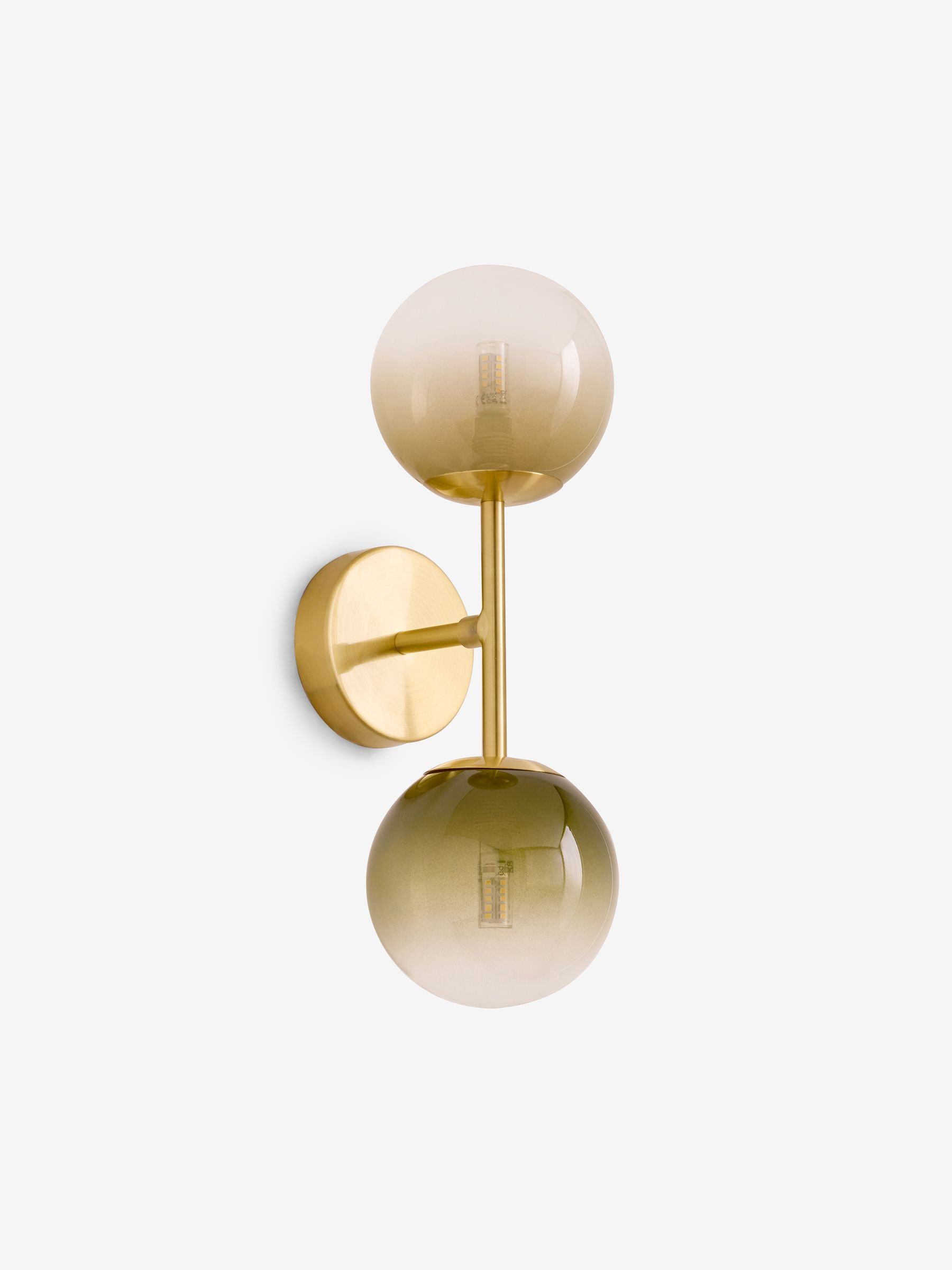 Globe 2 Light Wall Light in Green Ombre/ Brass - Image 5 of 6