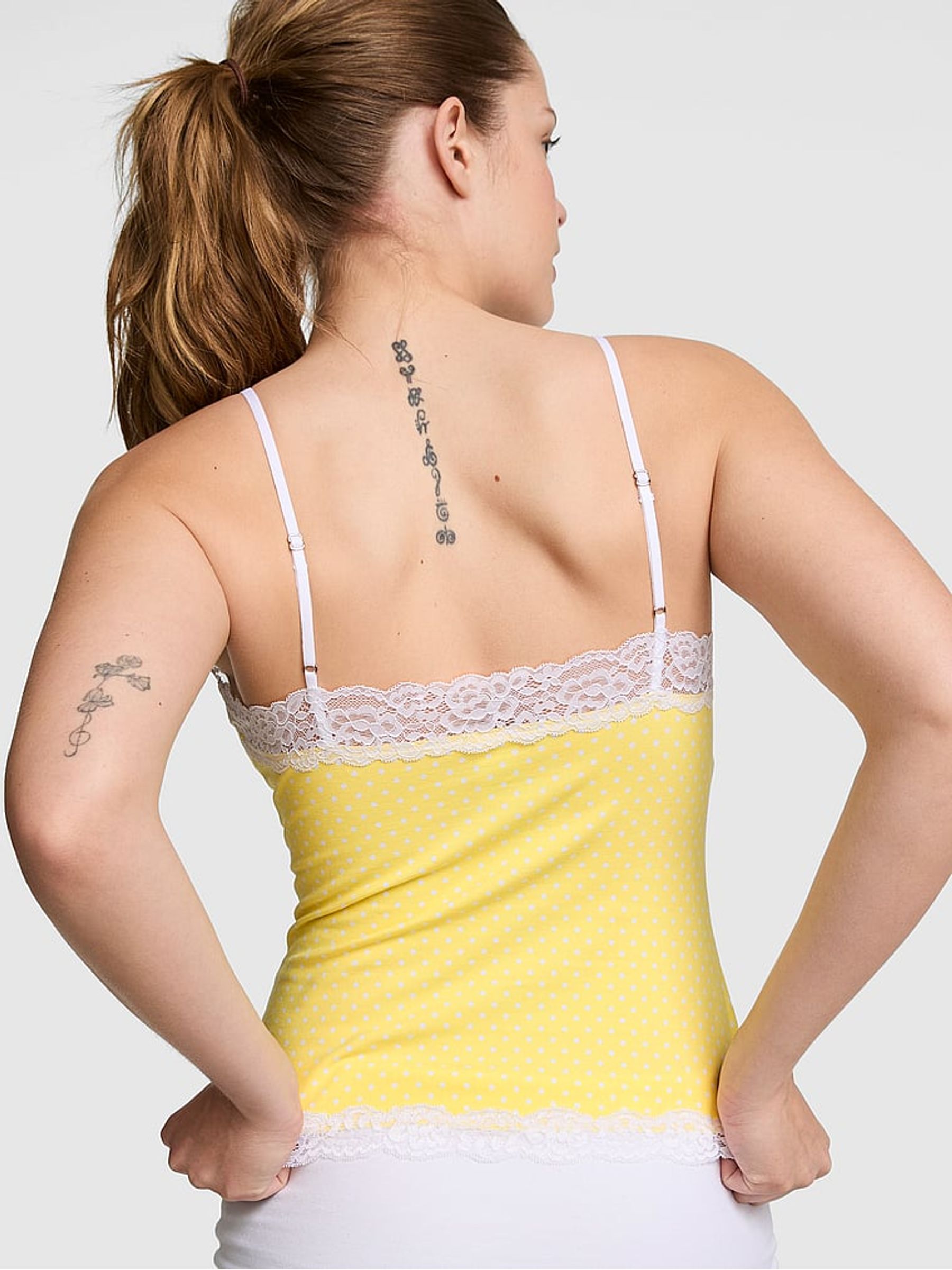 Yellow Polka Dot Lace Trim Cami Top - Image 2 of 2