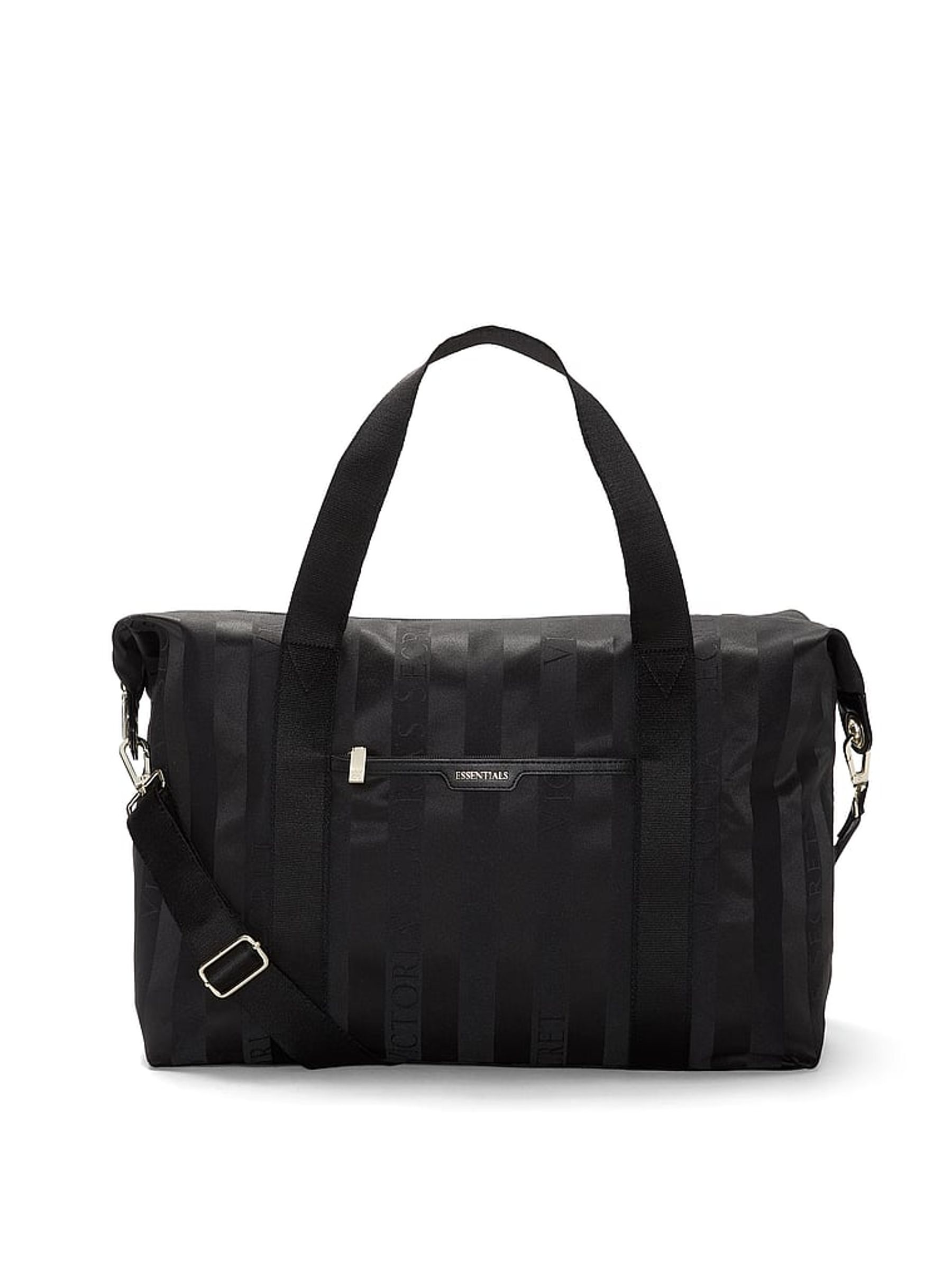 Black Jacquard Stripe Overnight Travel Bag - Image 1 of 3