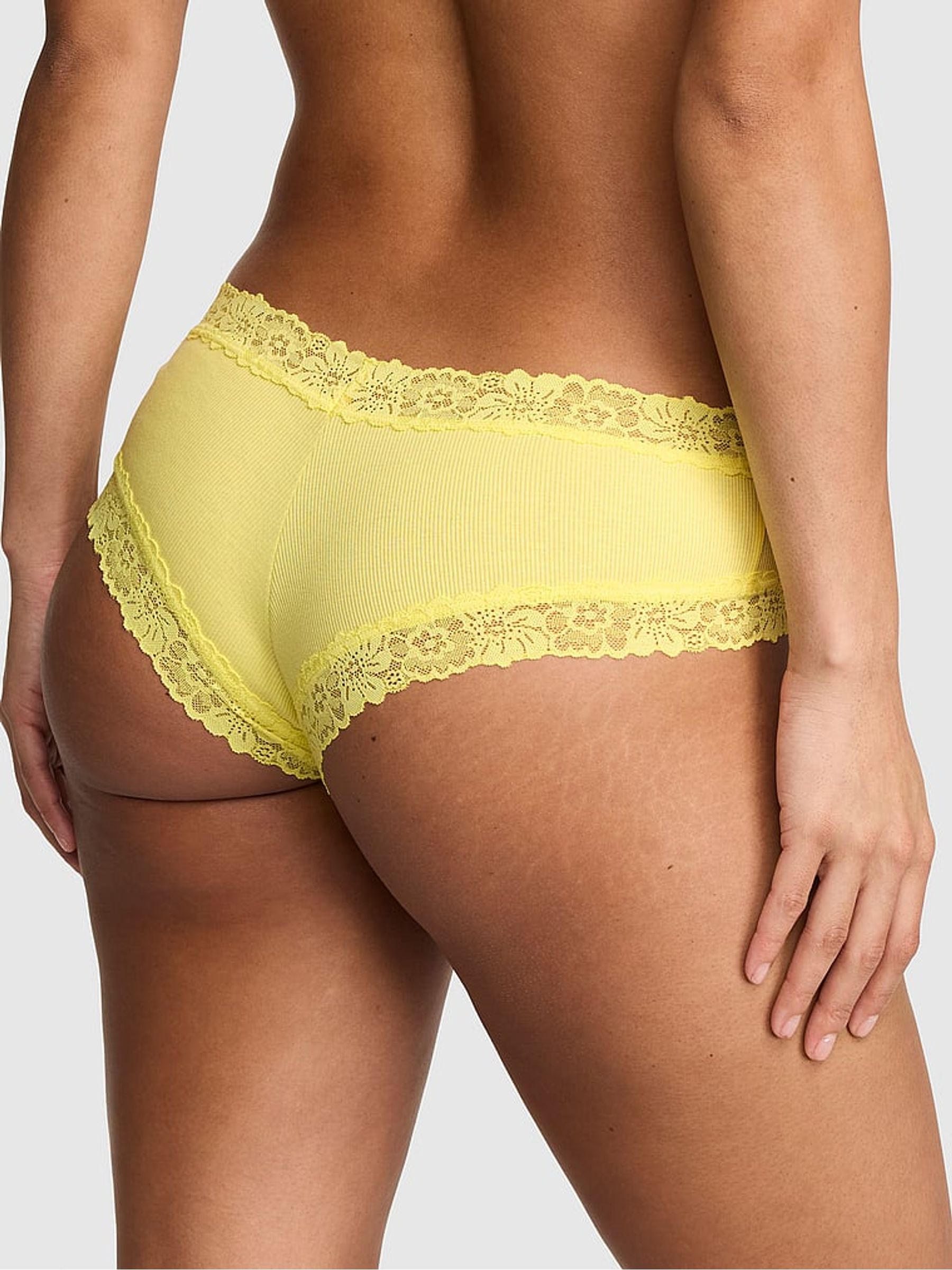 Pineapple Yellow Cheeky Lace Trim Rib Knickers - Image 2 of 2