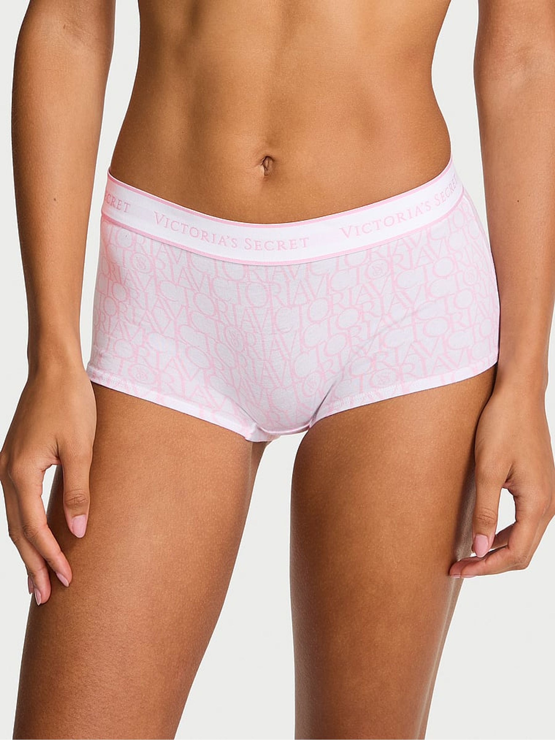 White & Pink Short Logo Knickers - Image 1 of 2
