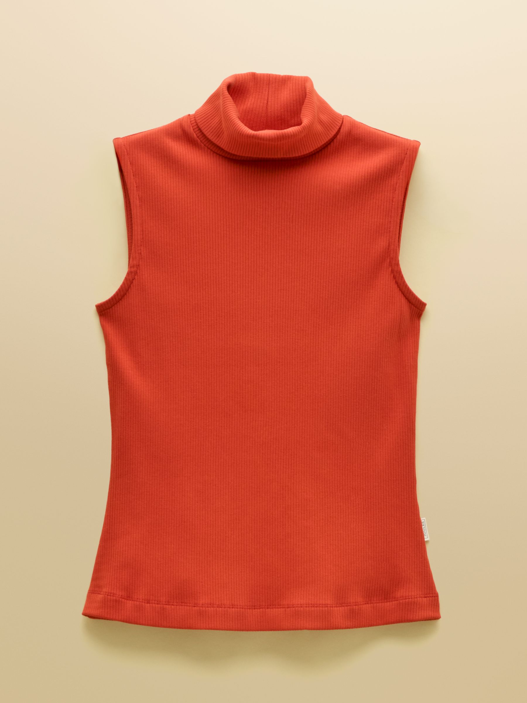 Burnt Orange Ribbed Cotton Rich Sleeveless Roll Neck - Image 6 of 6