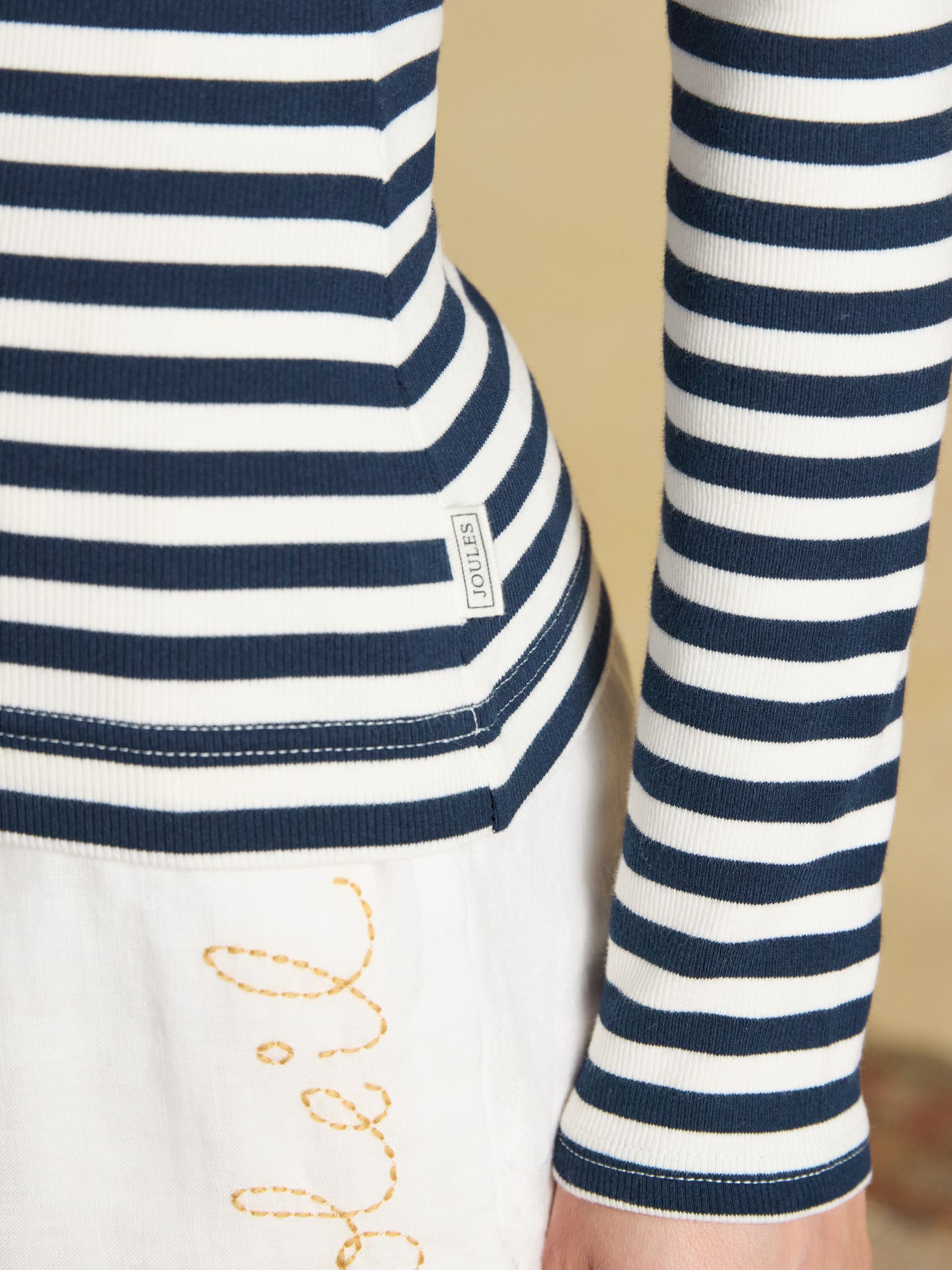 Sophie Navy Striped Long Sleeve Ribbed Fitted T-Shirt - Image 5 of 6