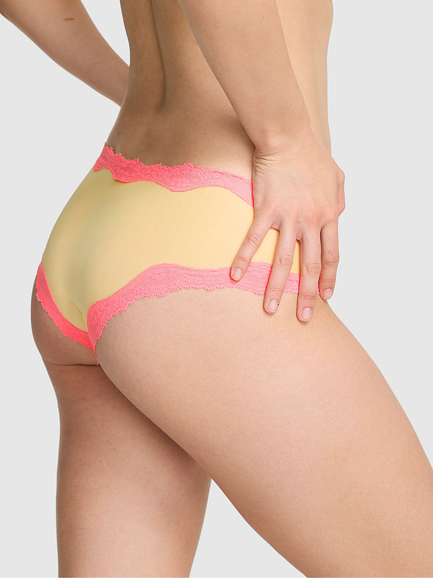 Tropical Pear Yellow Cheeky Cotton Heather Lace Trim Knickers - Image 2 of 2