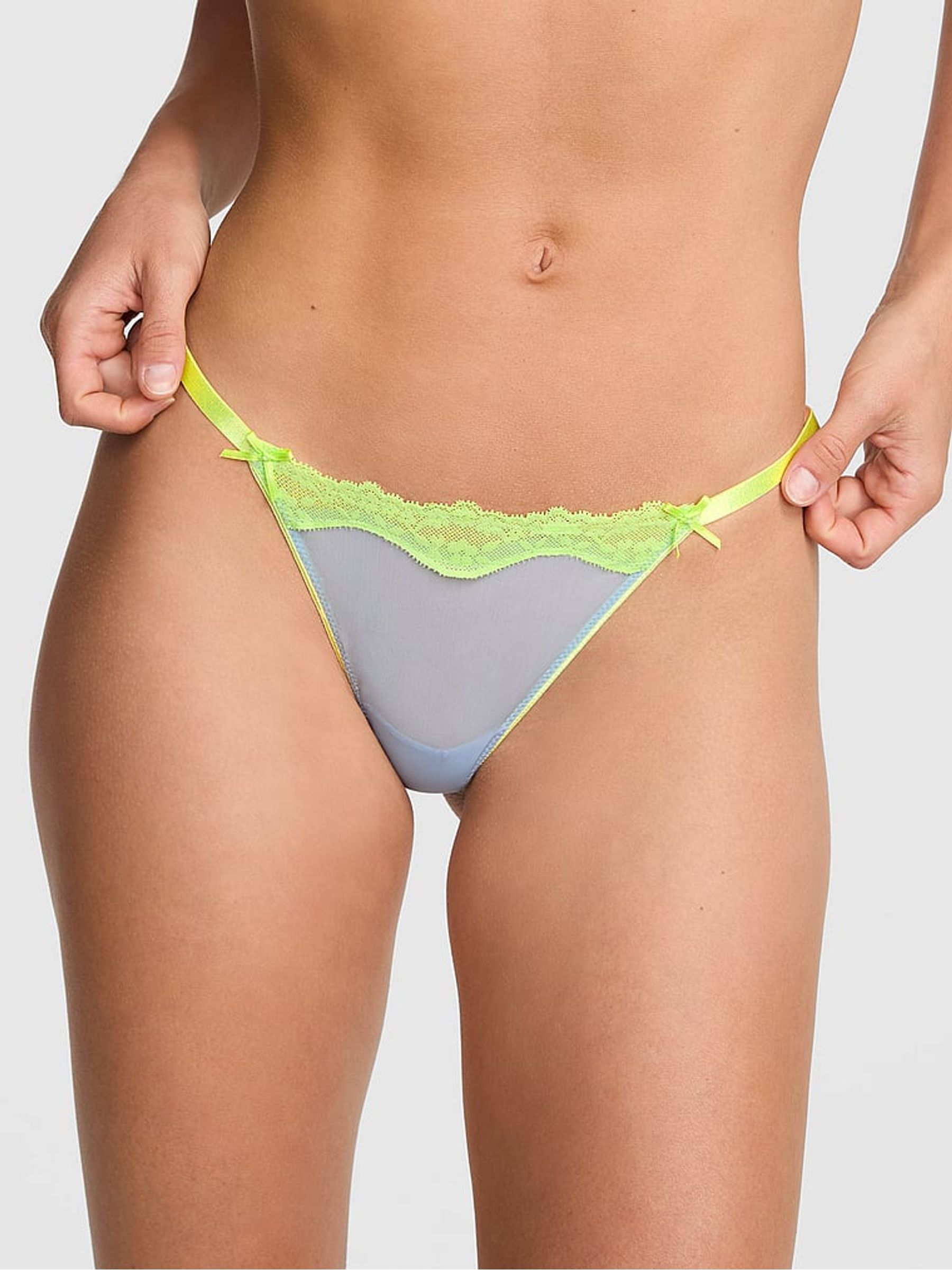Blue Dancer G-String Cotton Heather Lace Trim Knickers - Image 1 of 2