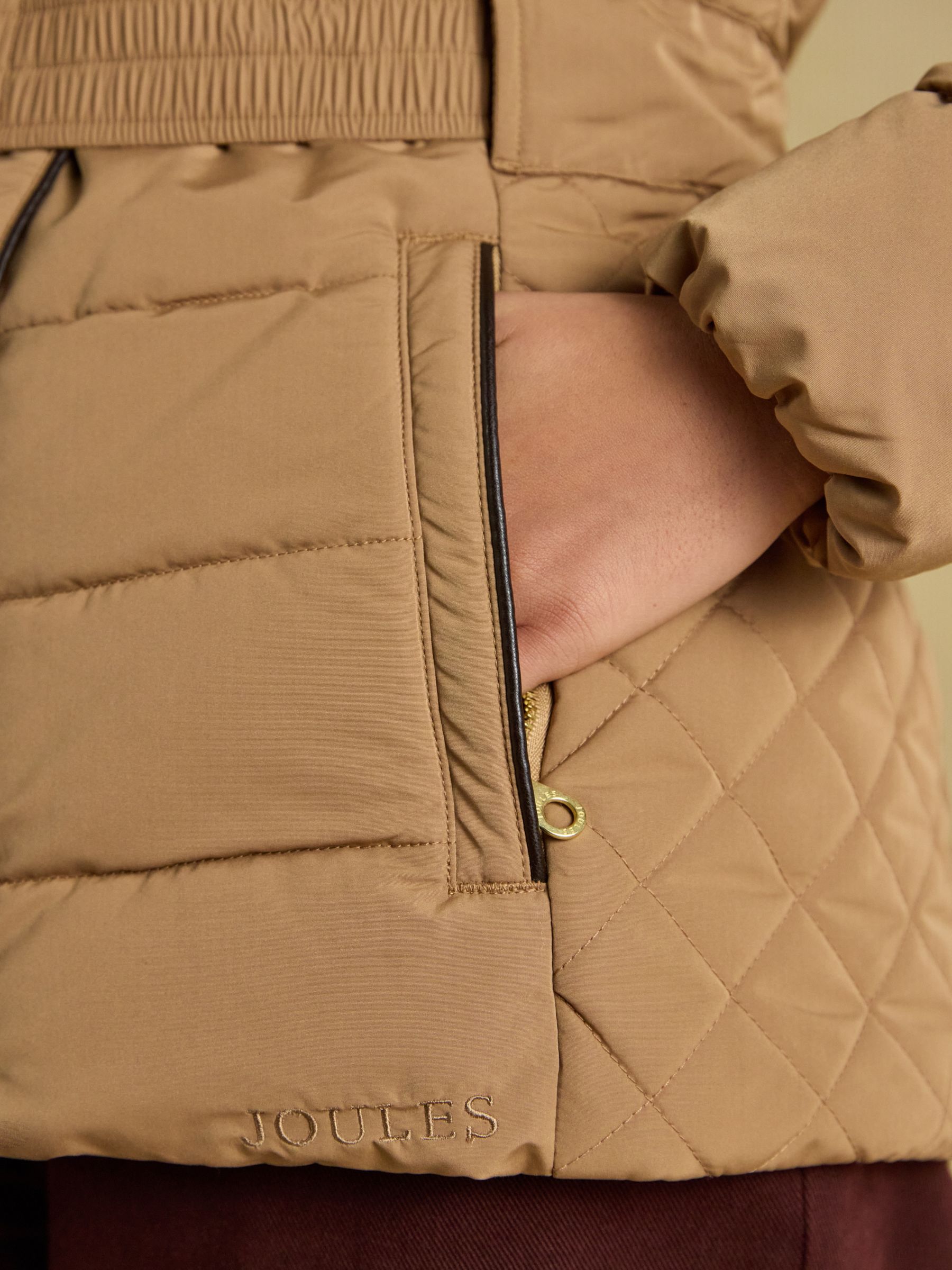 Aspen Tan Showerproof Padded Coat with Faux Fur Hood - Image 11 of 12