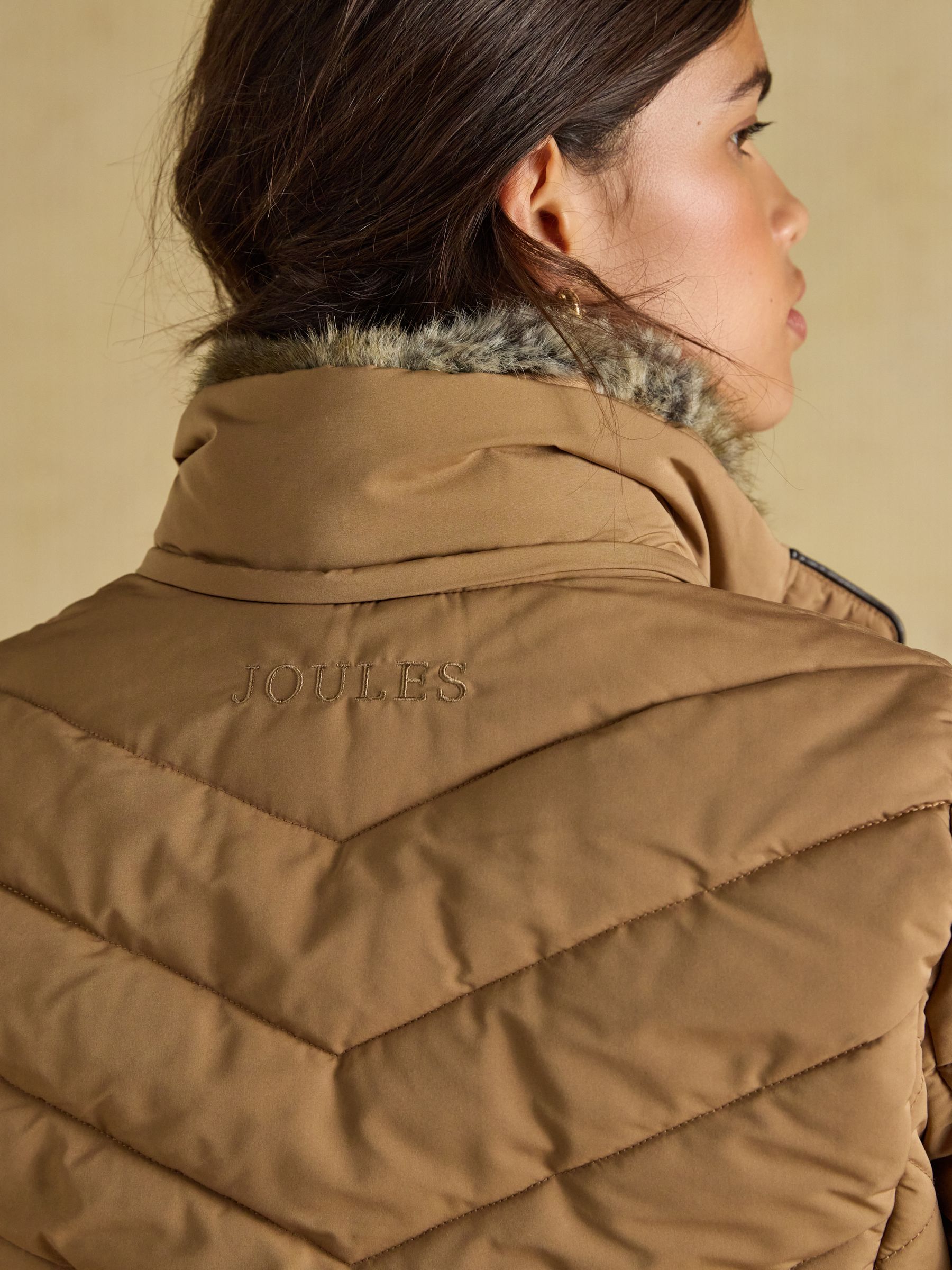 Aspen Tan Showerproof Padded Coat with Faux Fur Hood - Image 6 of 12