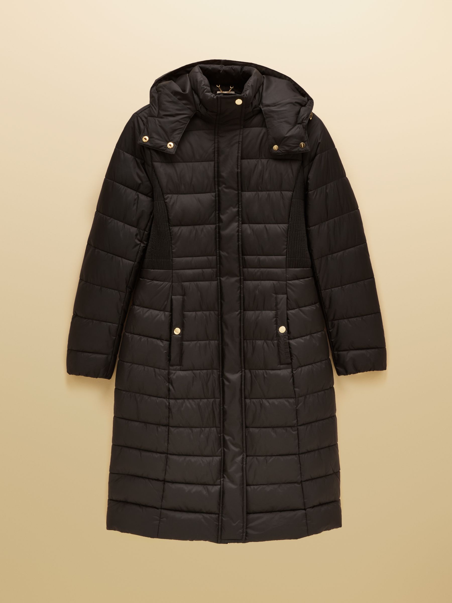 Windborough Black Showerproof Longline Padded Coat with Hood - Image 10 of 10