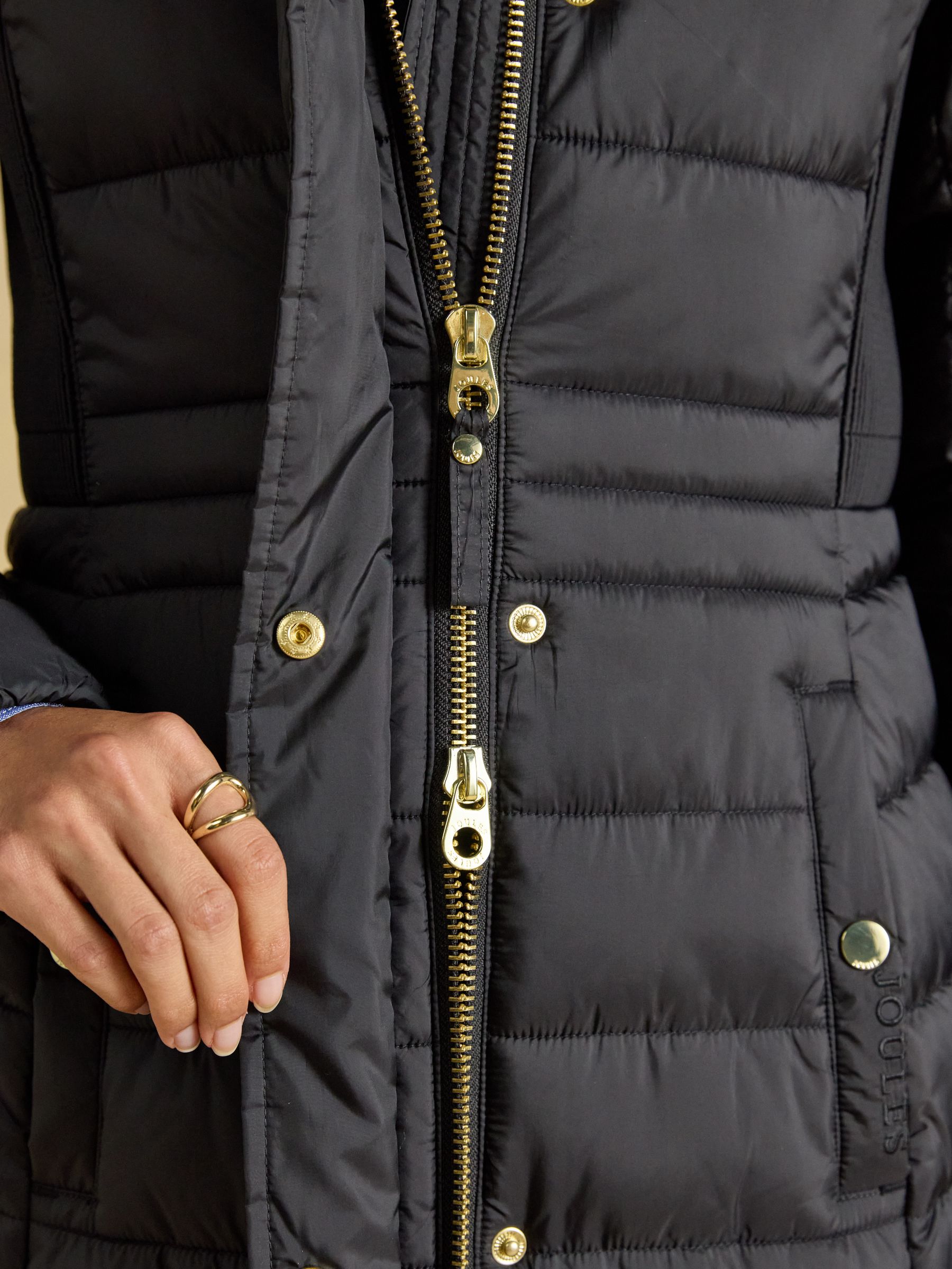 Windborough Black Showerproof Longline Padded Coat with Hood - Image 4 of 10