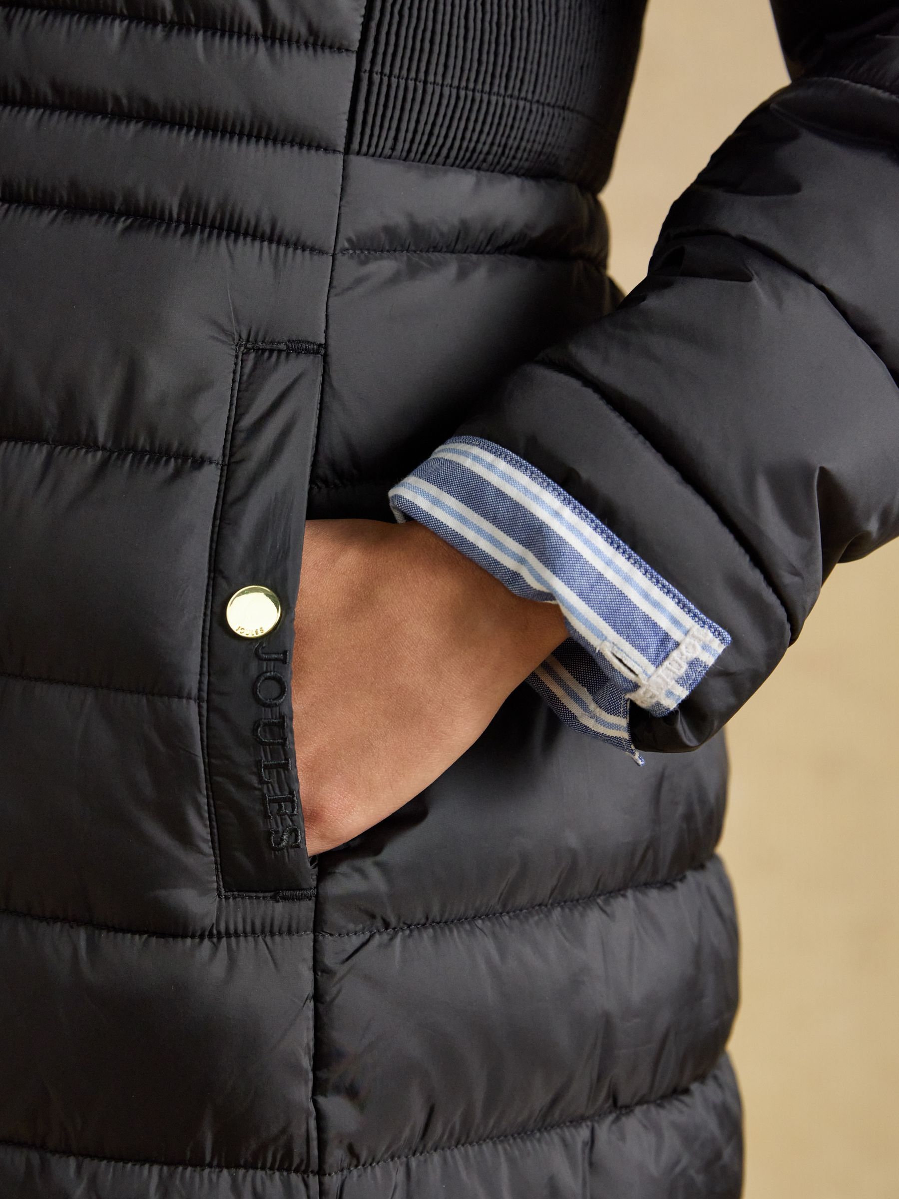 Windborough Black Showerproof Longline Padded Coat with Hood - Image 6 of 10