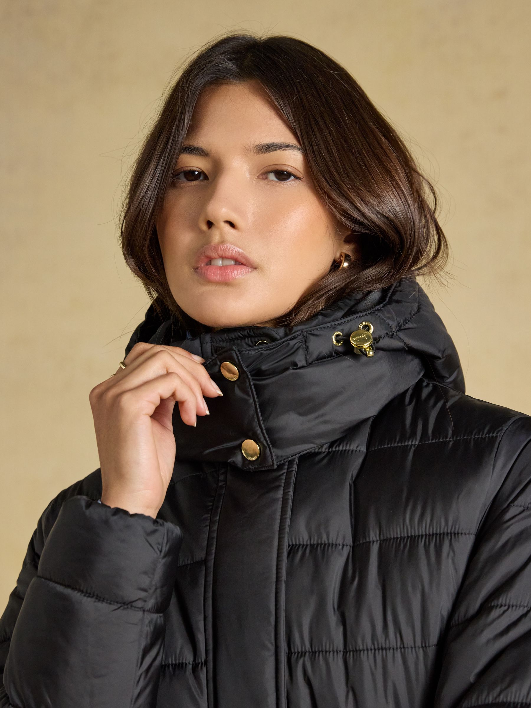 Windborough Black Showerproof Longline Padded Coat with Hood - Image 7 of 10