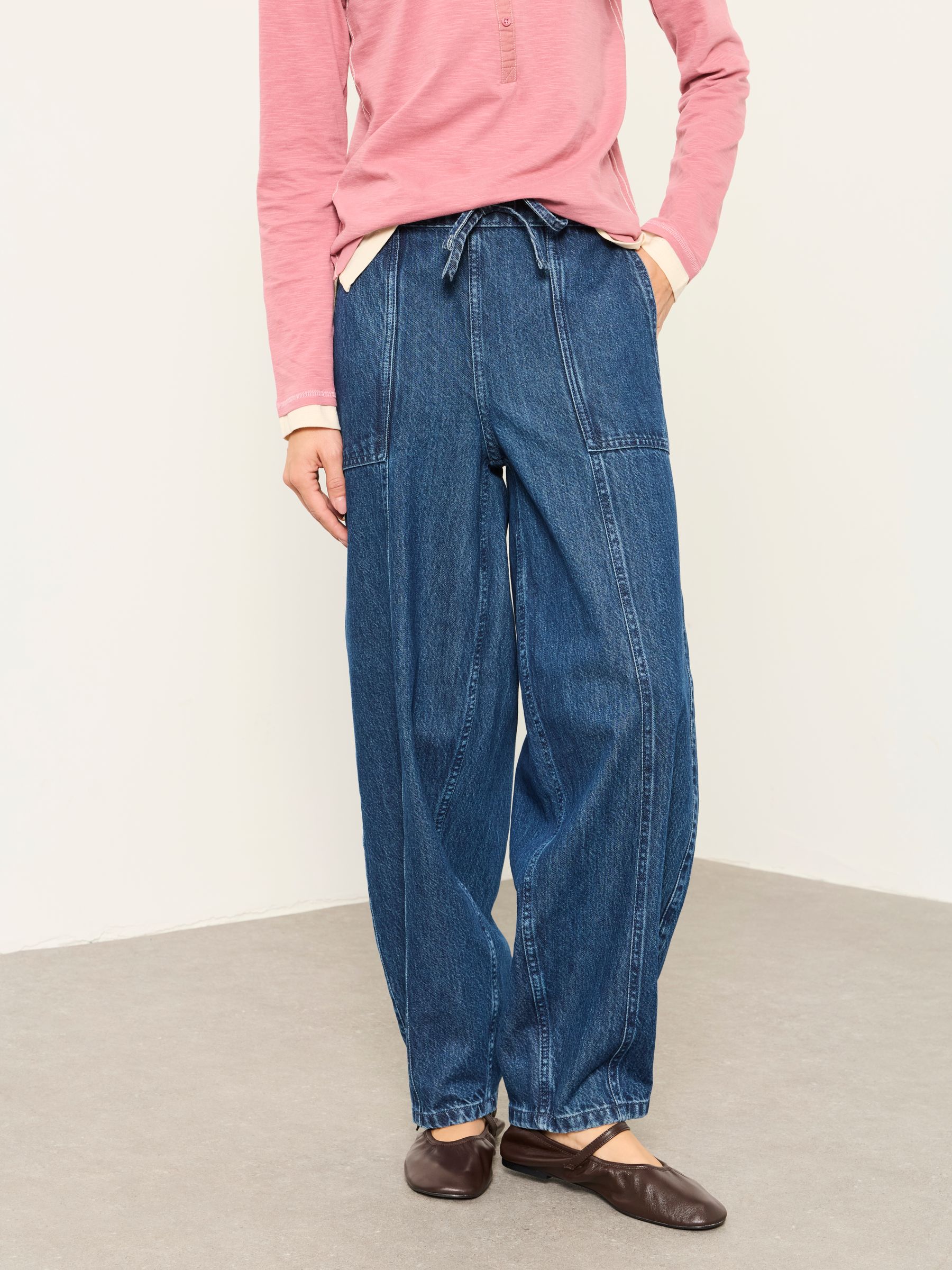 Alev Denim Dark Wash Drawstring Jeans - Image 1 of 5