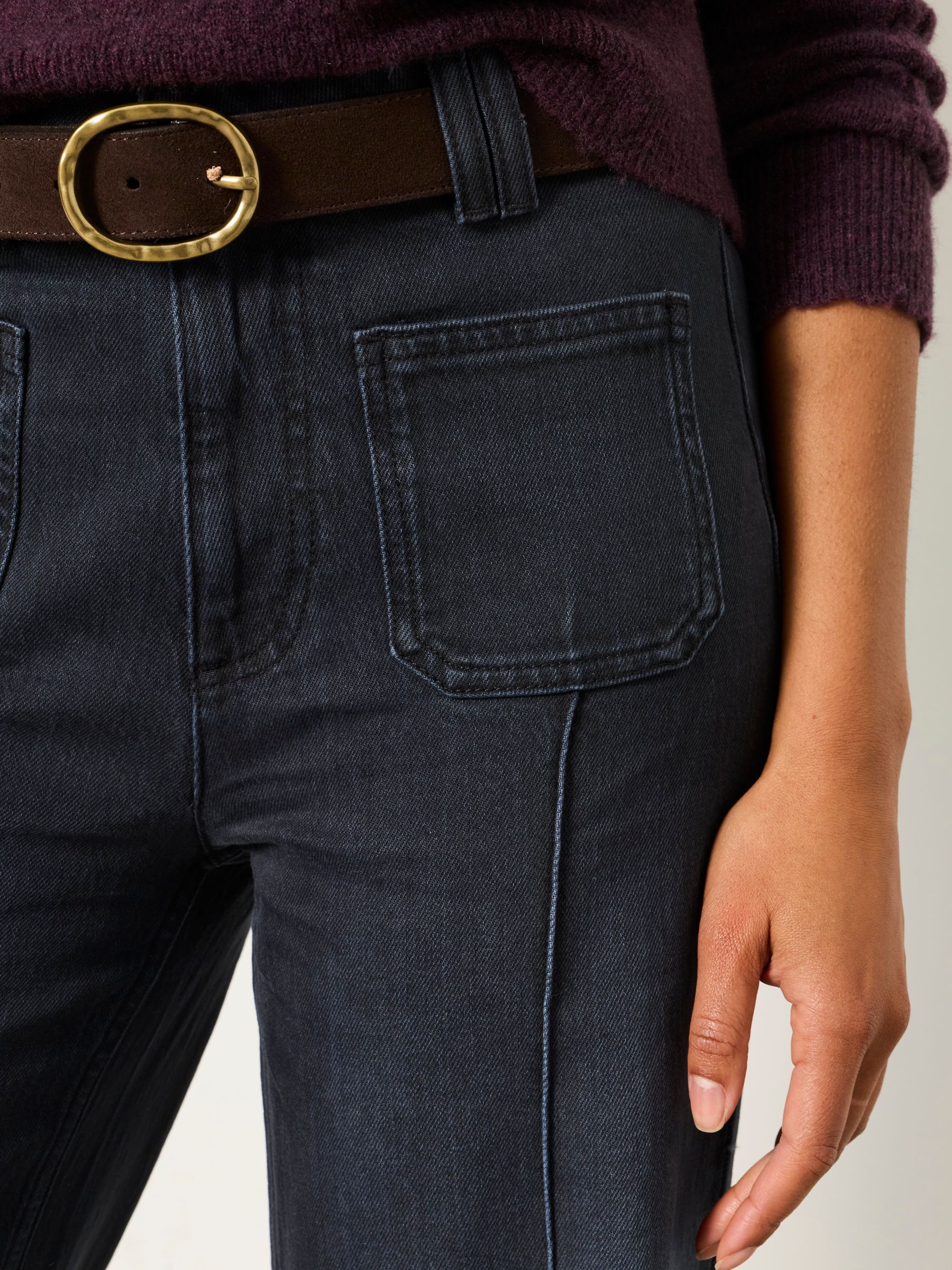 Blue Ink Patch Pocket Flare Jeans - Image 5 of 7