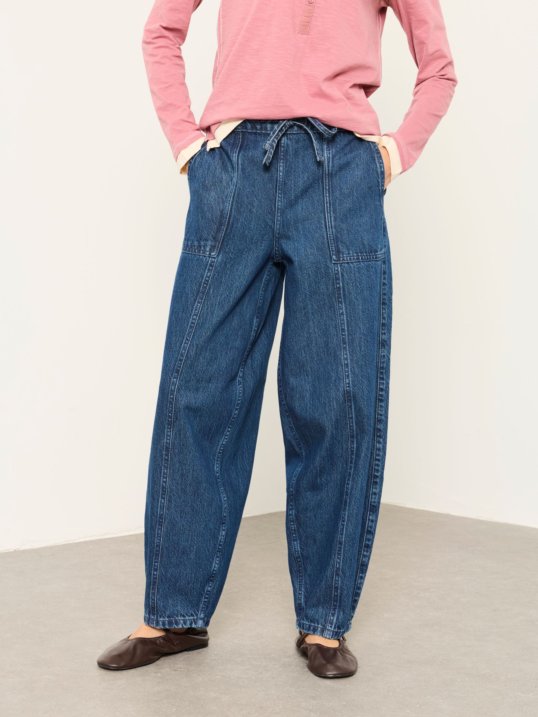 Alev Denim Dark Wash Petite Drawstring Jeans - Image 1 of 6