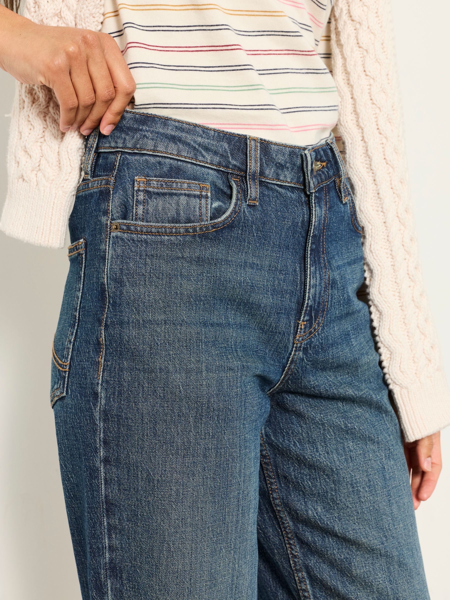 Marlow Dark Teal Blue Taper Leg Jeans - Image 4 of 6