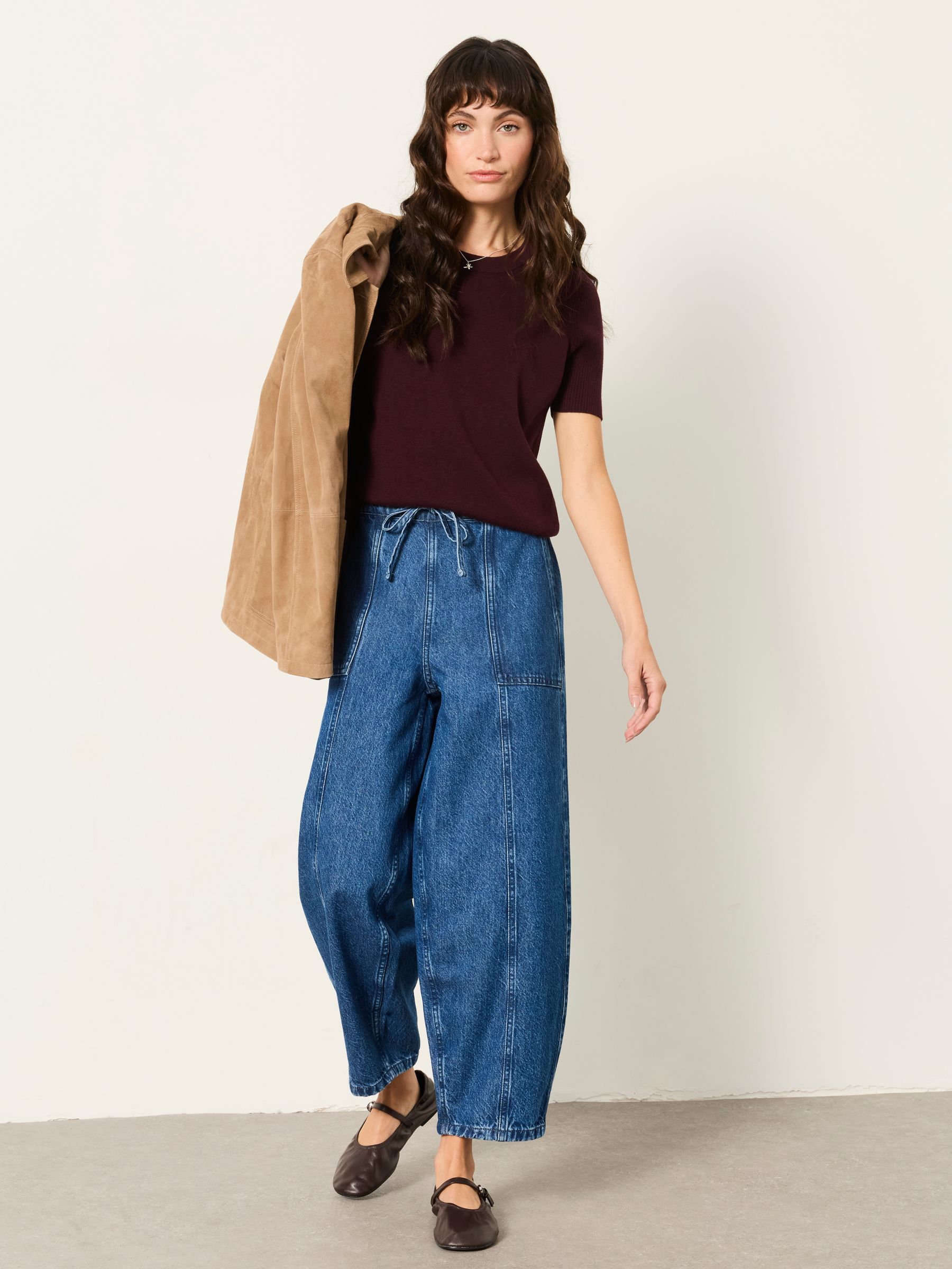 Alev Mid Wash Petite Drawstring Jeans - Image 1 of 5