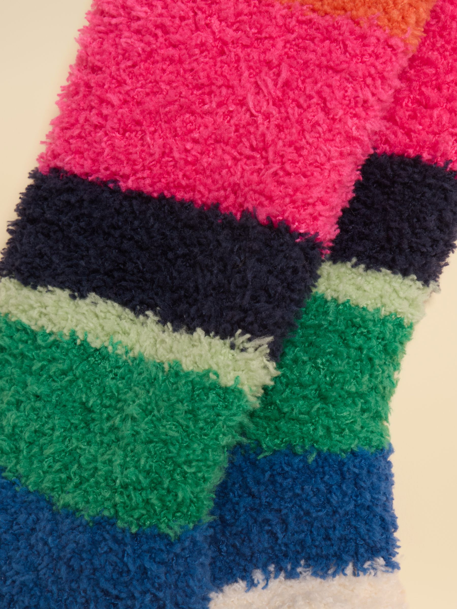 Women's Fluffy Cream Multi Stripe Socks (size 4-8) - Image 2 of 3