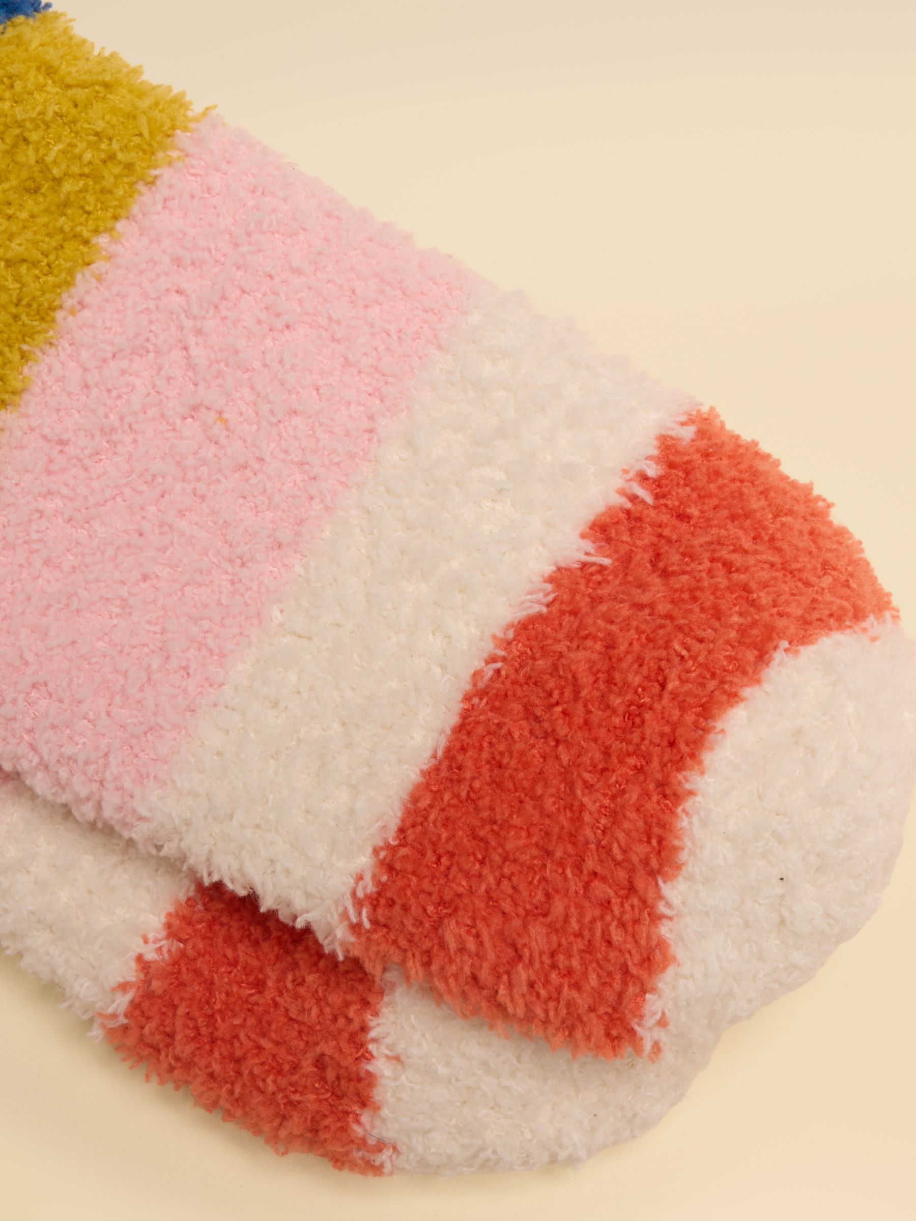 Women's Fluffy Cream Multi Stripe Socks (size 4-8) - Image 3 of 3