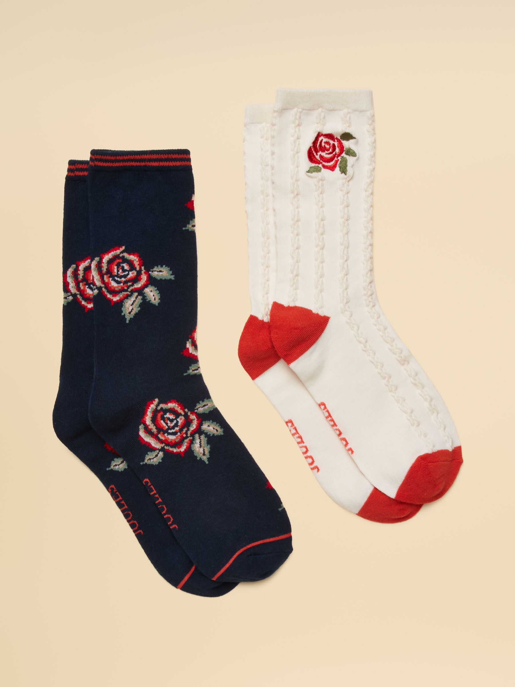 Women's Everyday Navy Rose Cotton Blend Socks 2 Pack (size 4-8) - Image 1 of 3