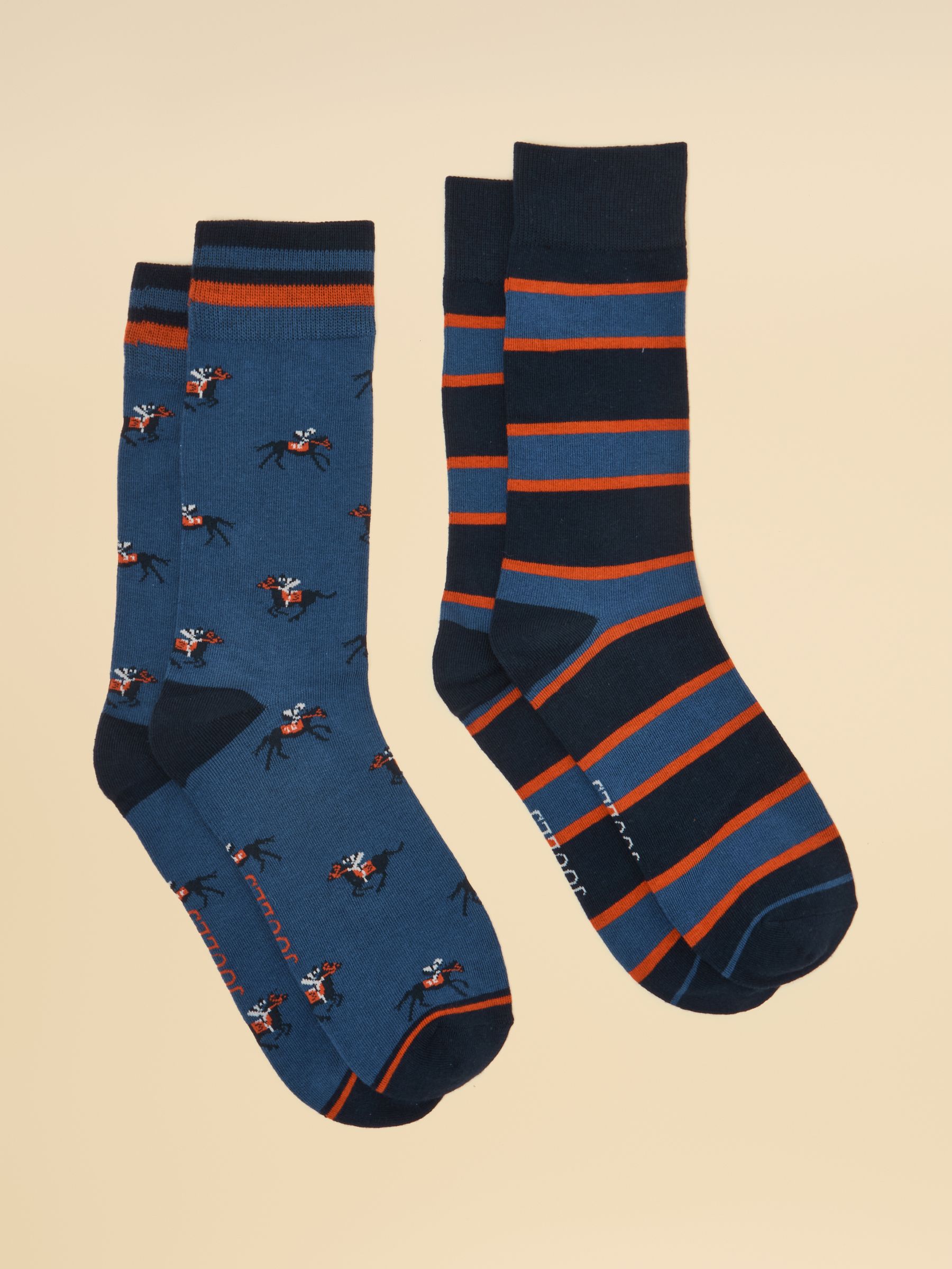 Men's Kingsbury Blue Jockey Socks 2 Pack (size 7-12) - Image 1 of 3