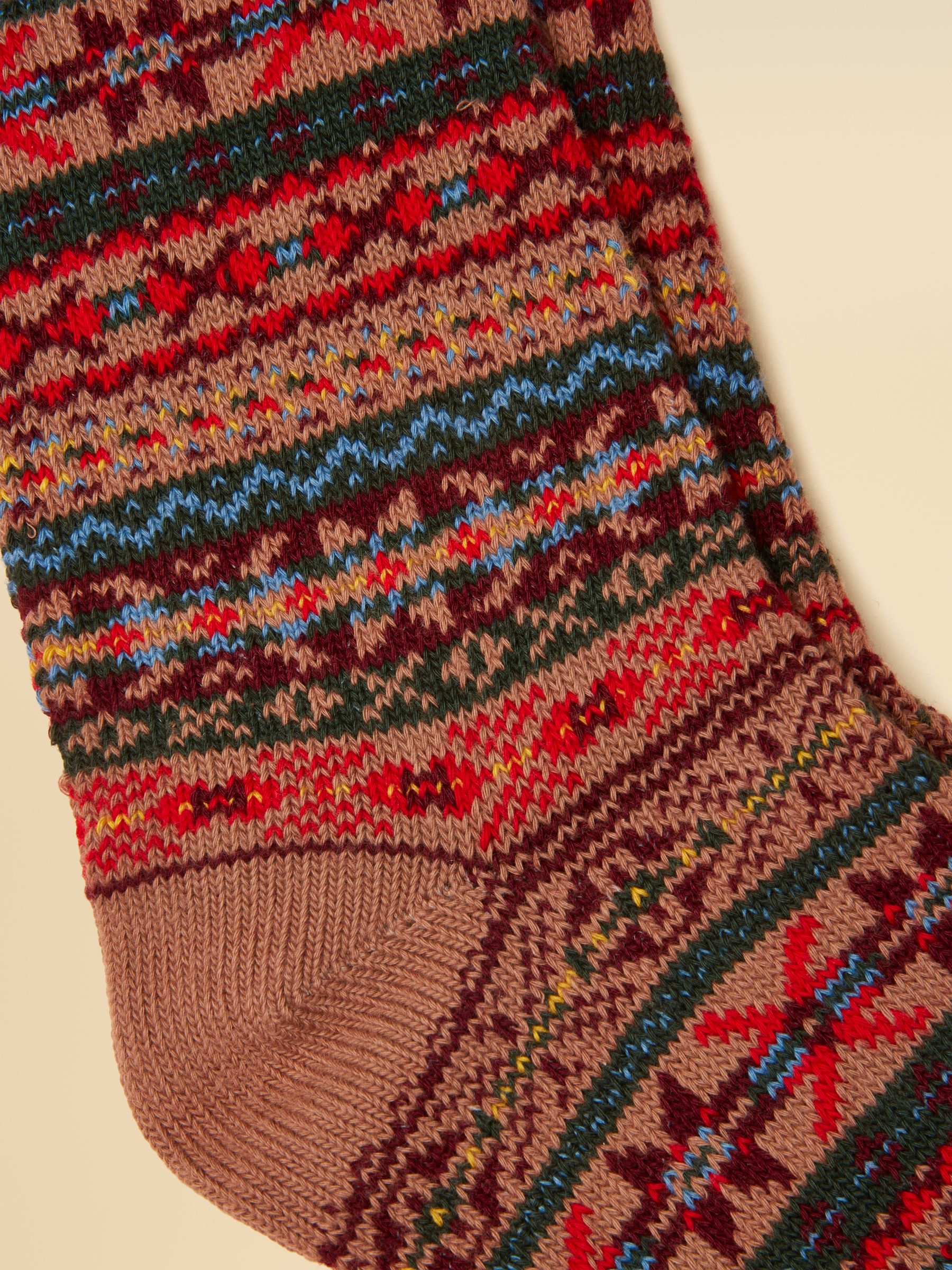Men's Alby Mocha & Blue Fairisle Socks - Image 2 of 3