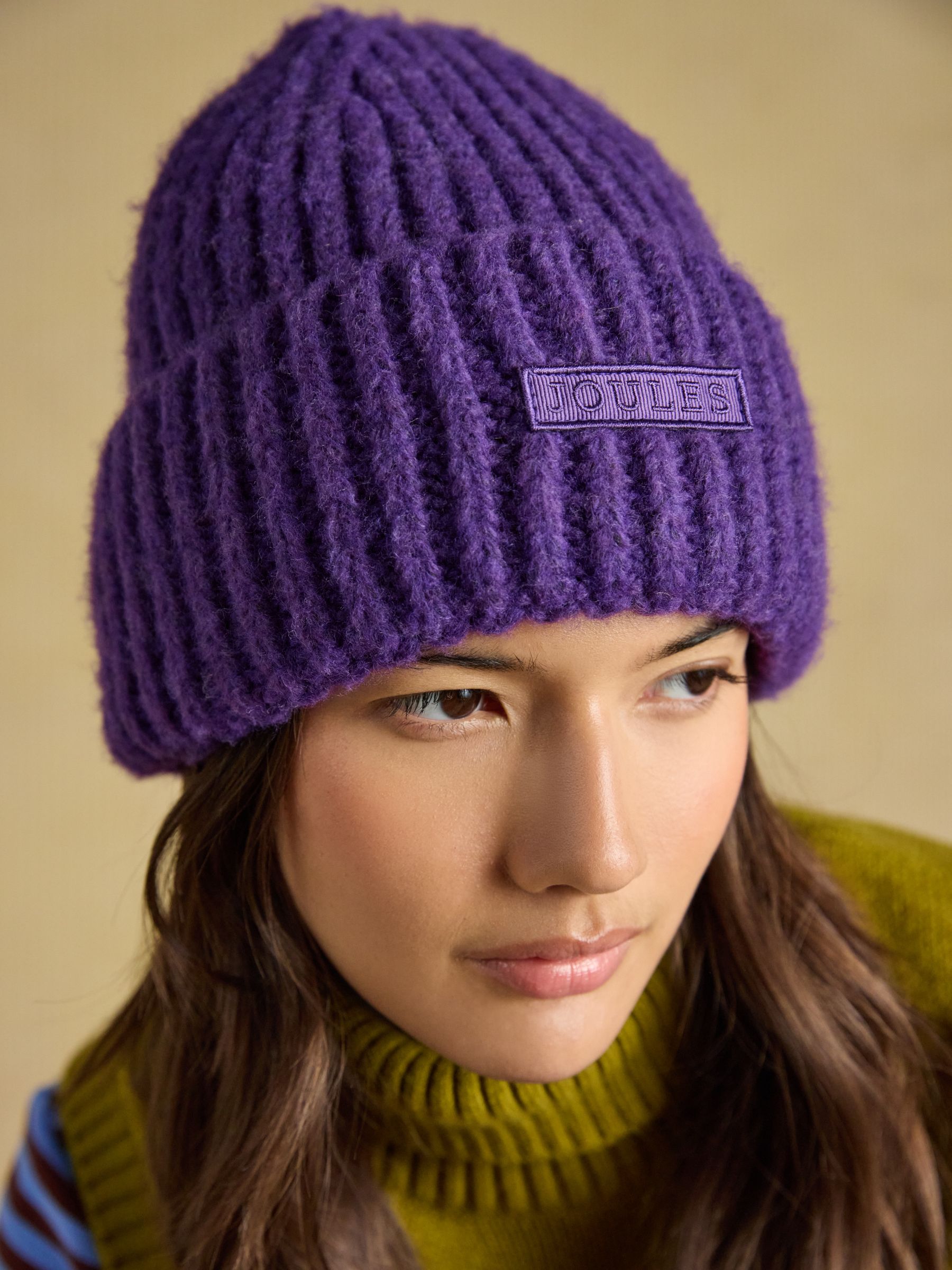 Chunky Purple Knitted Beanie - Image 1 of 6