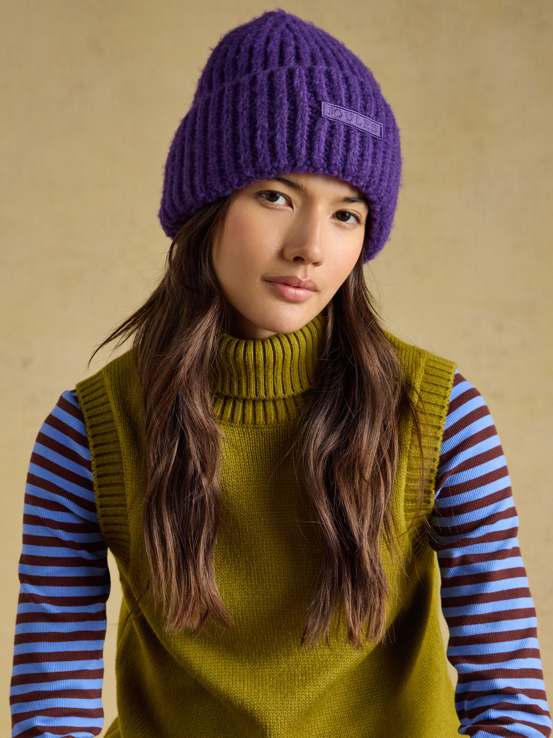 Chunky Purple Knitted Beanie - Image 3 of 6