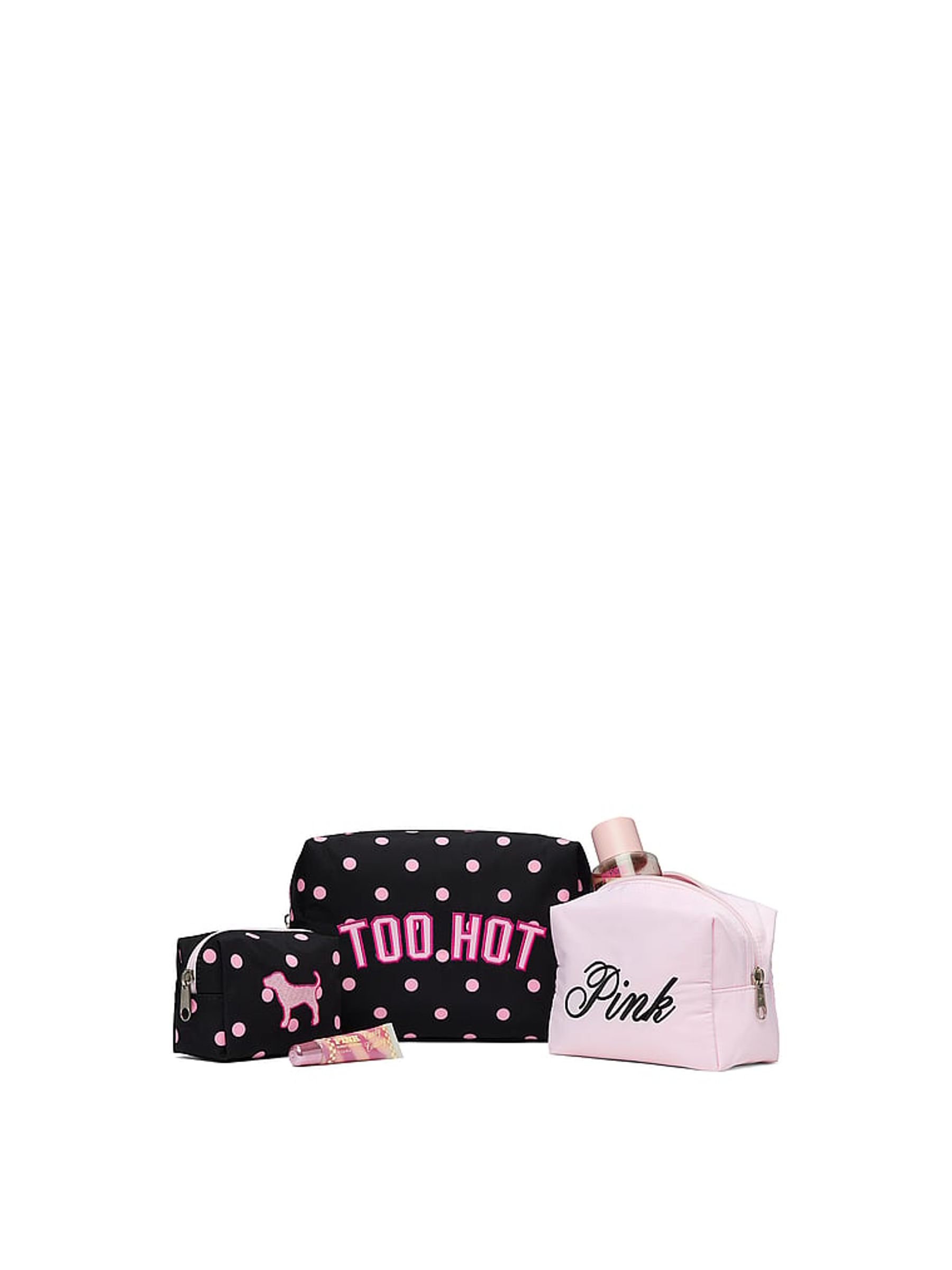 Black Polka Dot 3 Piece Makeup Bag - Image 1 of 3