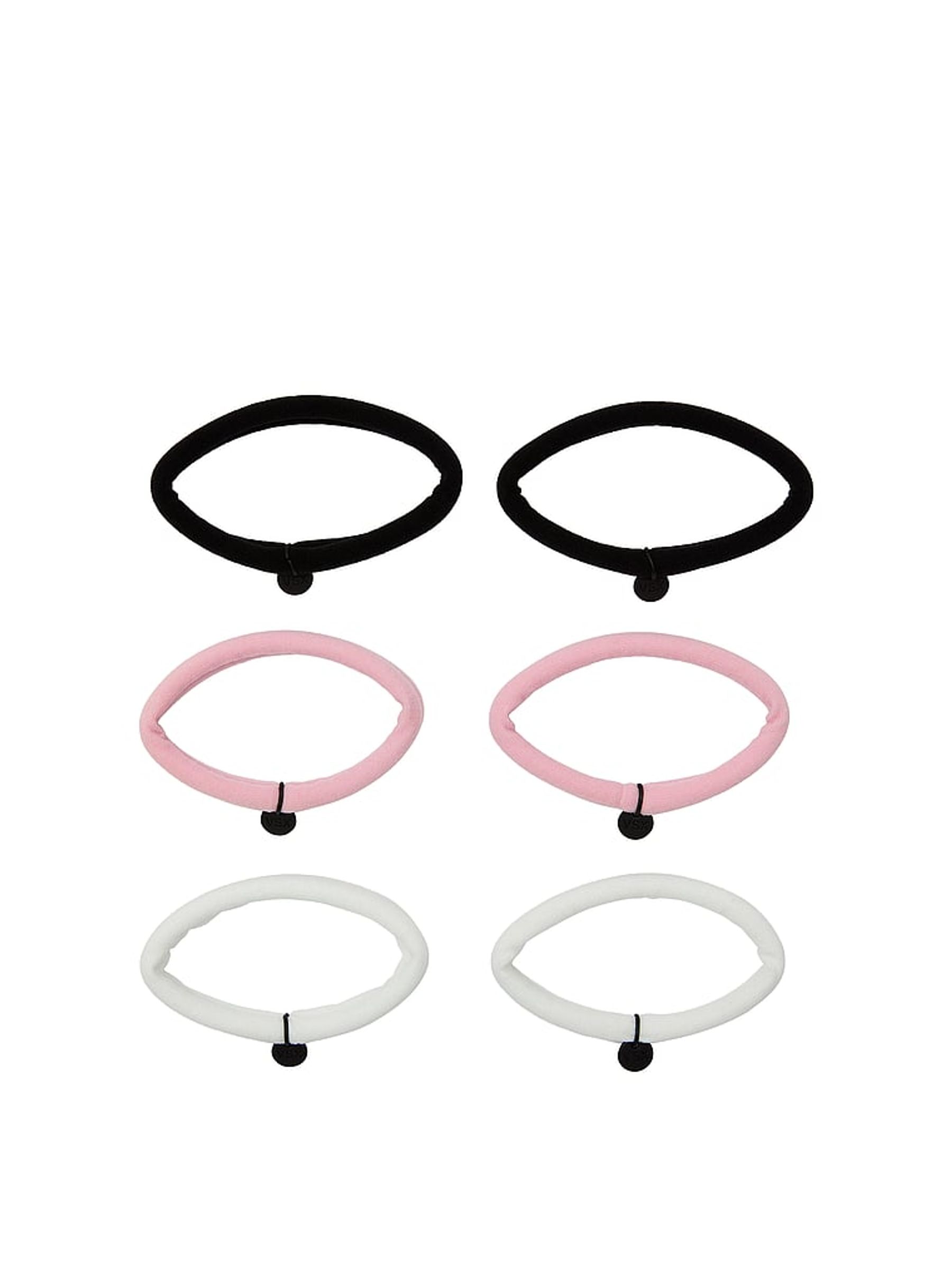 Black/Pink/White 6 Pack Hairbands - Image 2 of 2