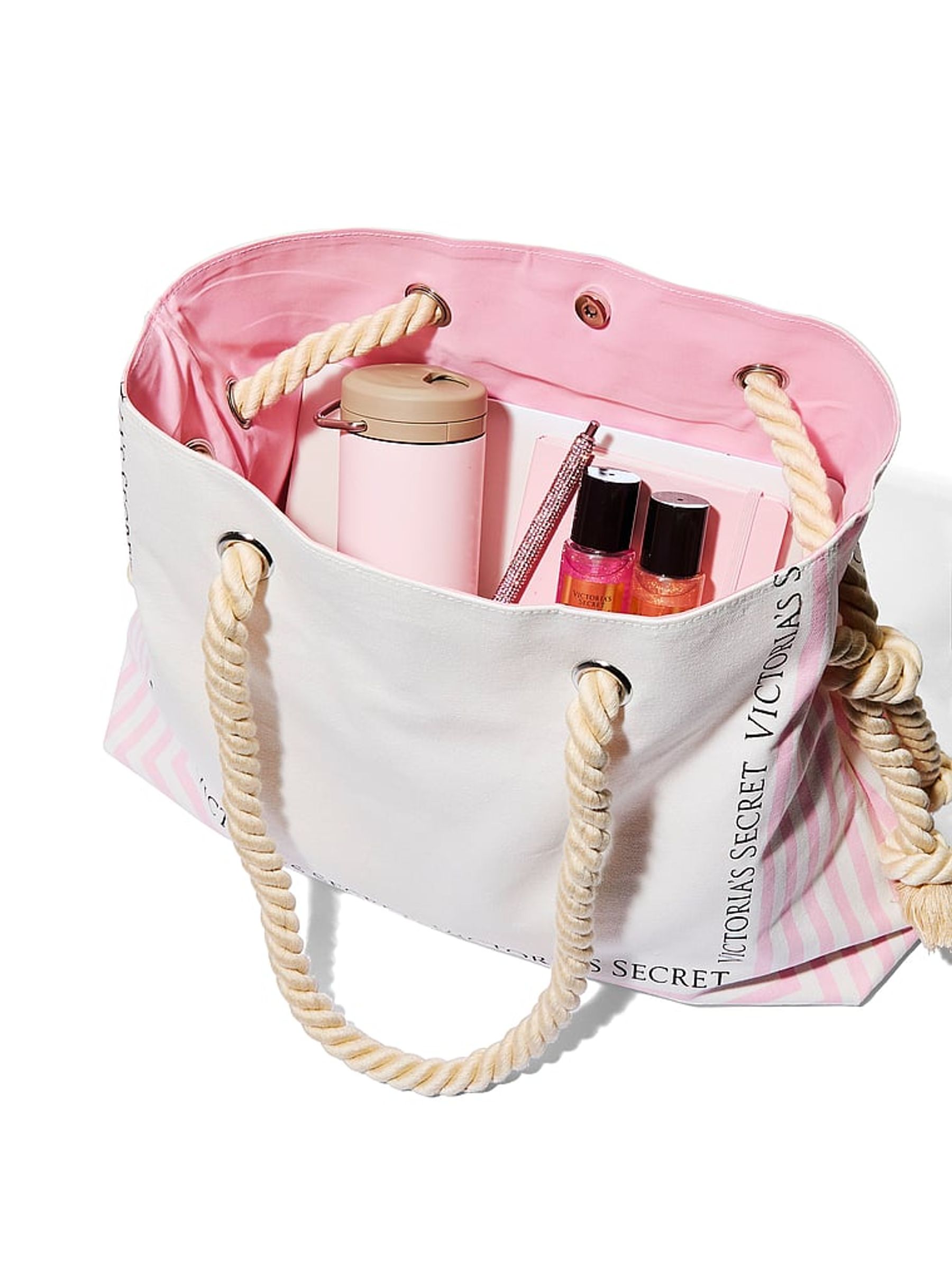 Pink Iconic Stripe Rope Handle Tote Bag - Image 4 of 4