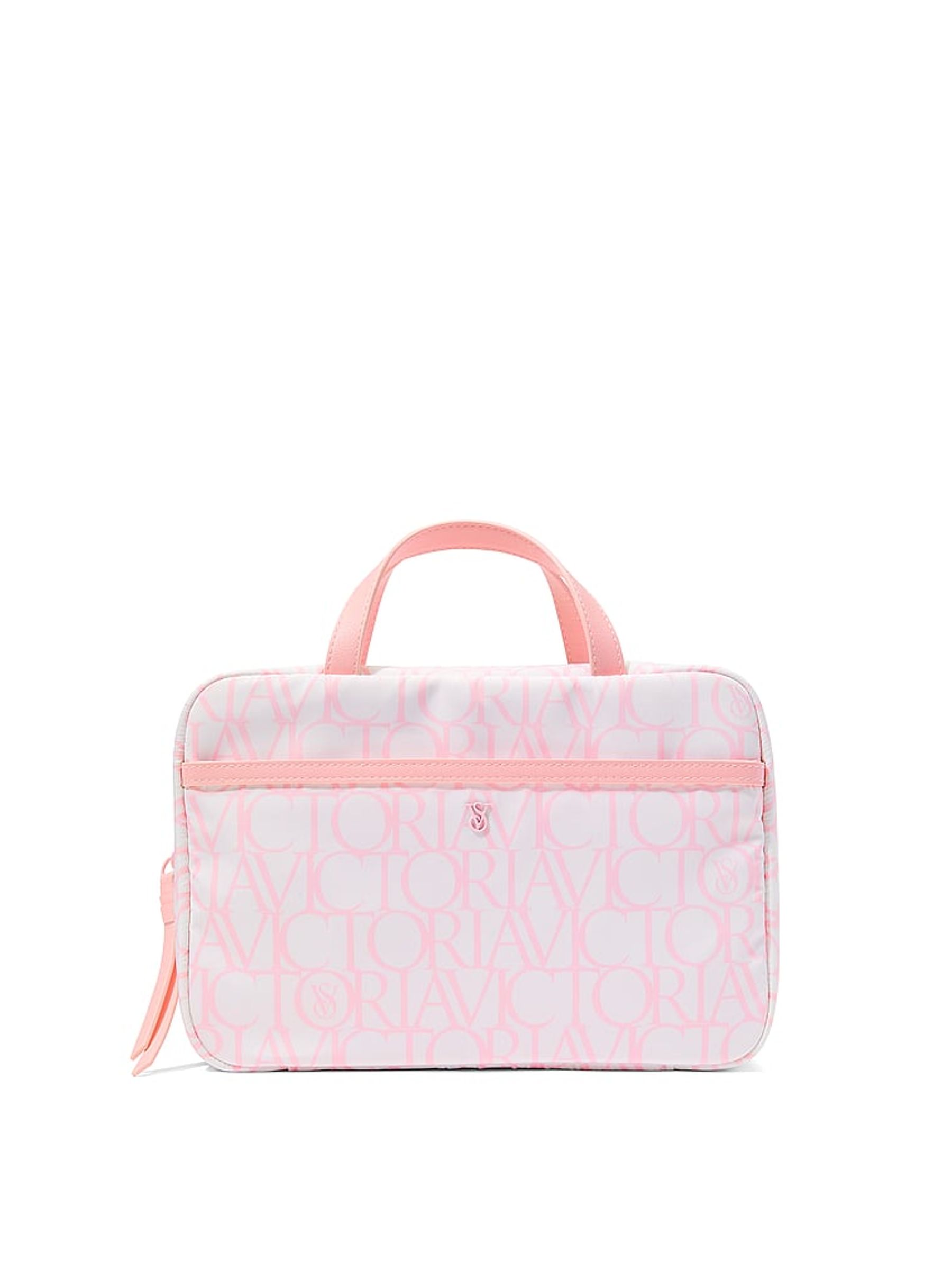 Pink Victoria Script Jetsetter Hanging Make-Up Bag - Image 1 of 2