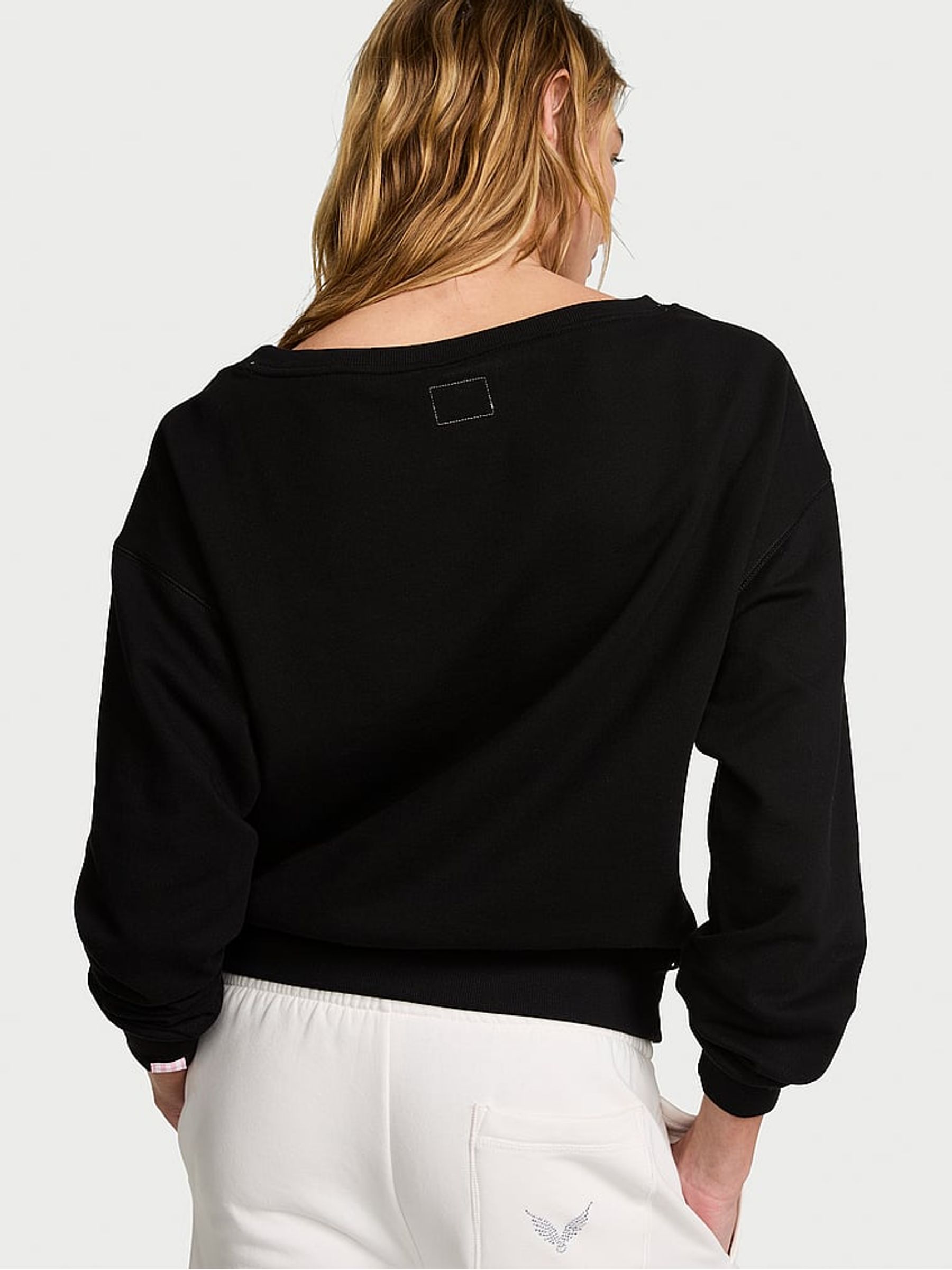 Black Terry Boatneck Sweatshirt - Image 2 of 2