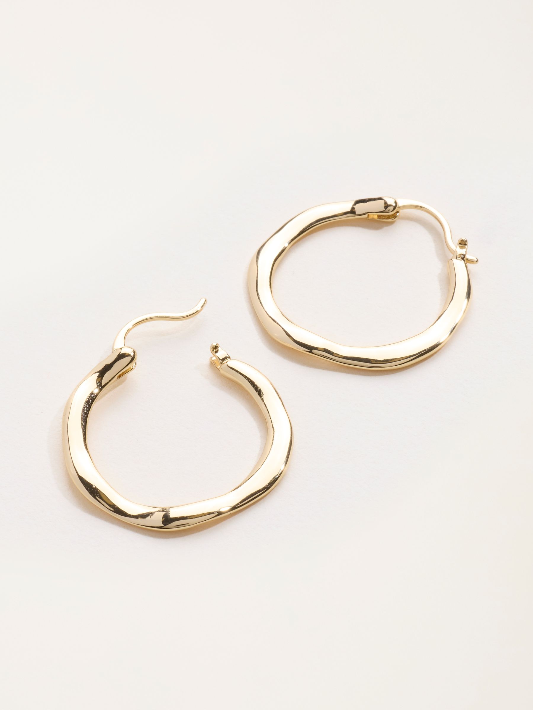 Gold Tone Hammered Hoop Earrings - Image 2 of 3
