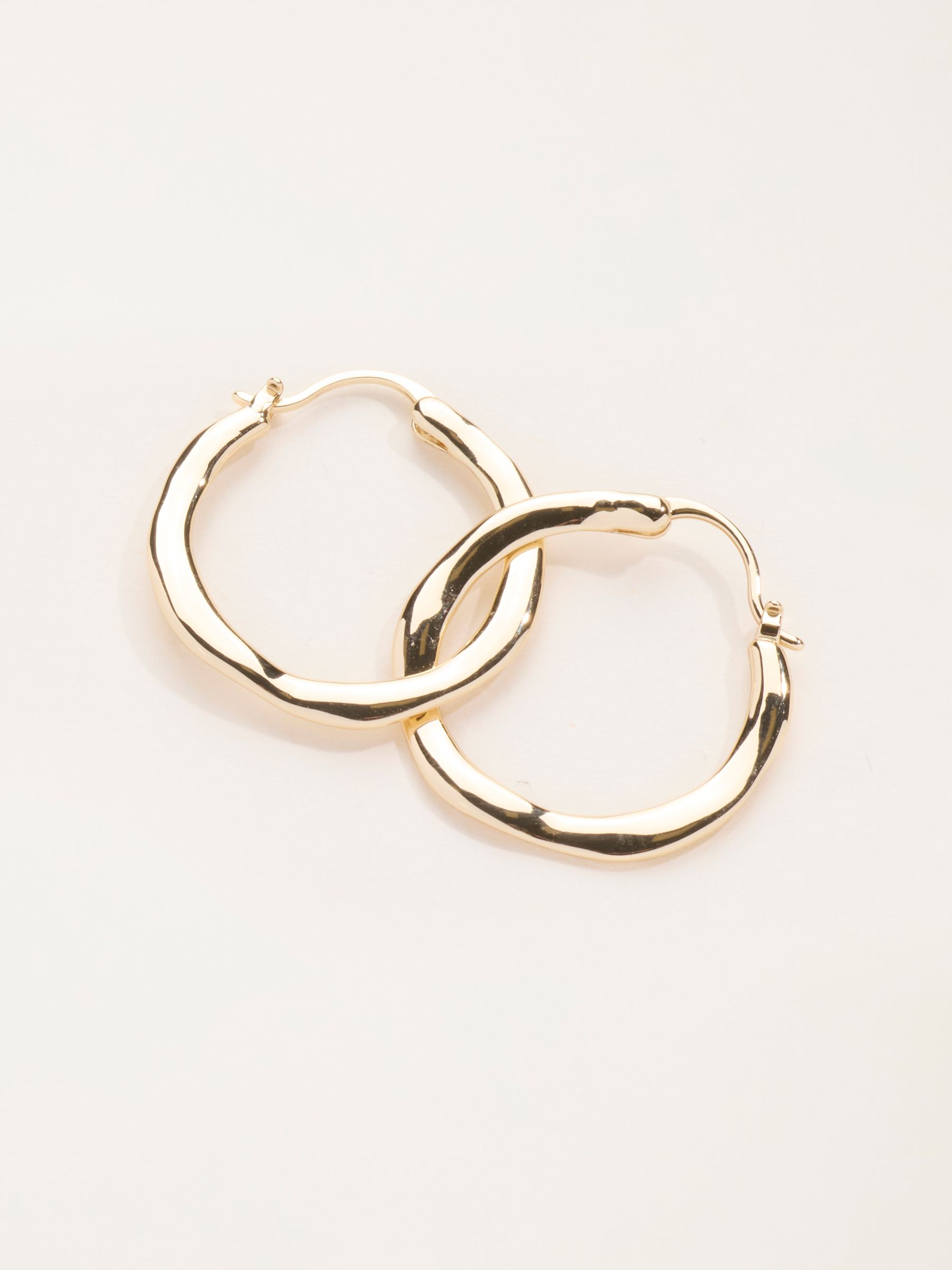 Gold Tone Hammered Hoop Earrings - Image 3 of 3