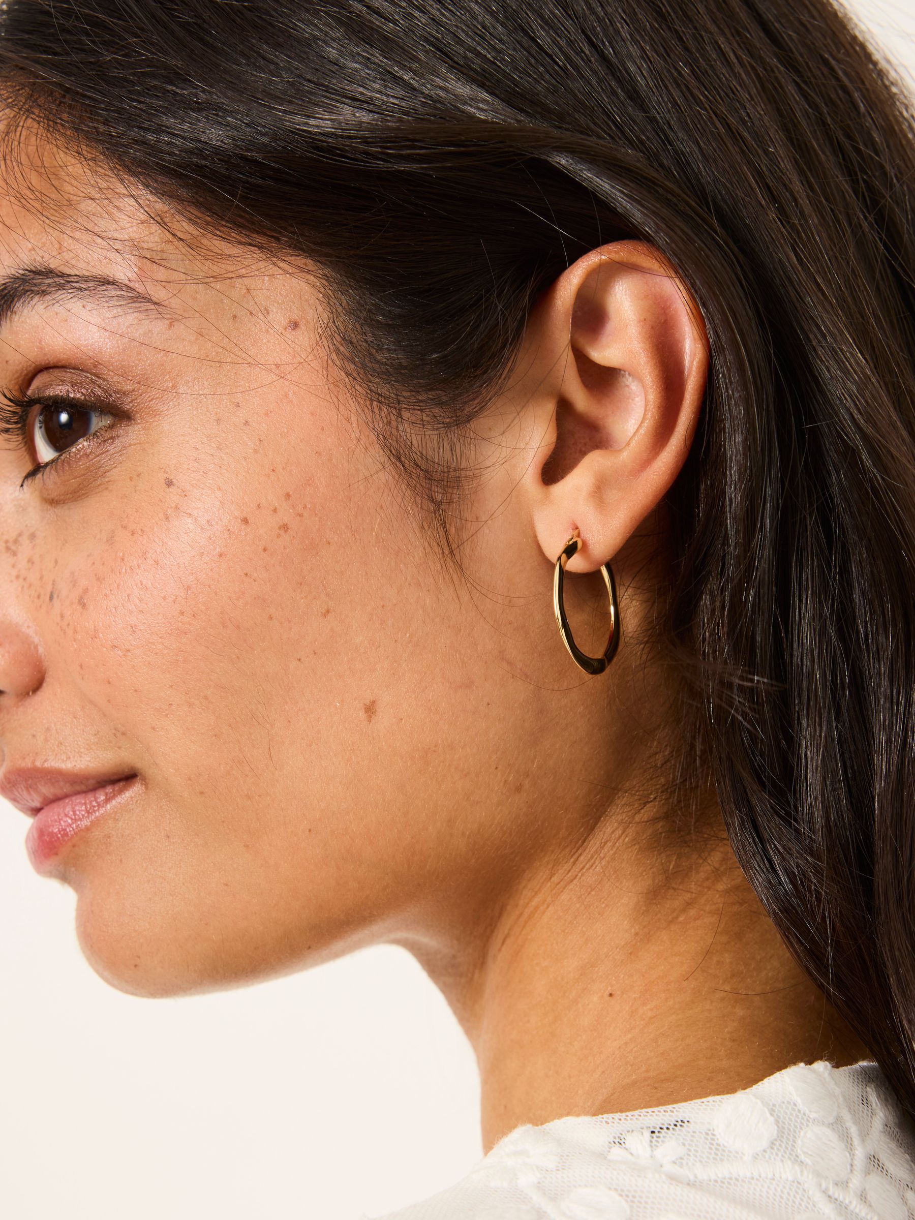 Gold Tone Hammered Hoop Earrings - Image 4 of 4