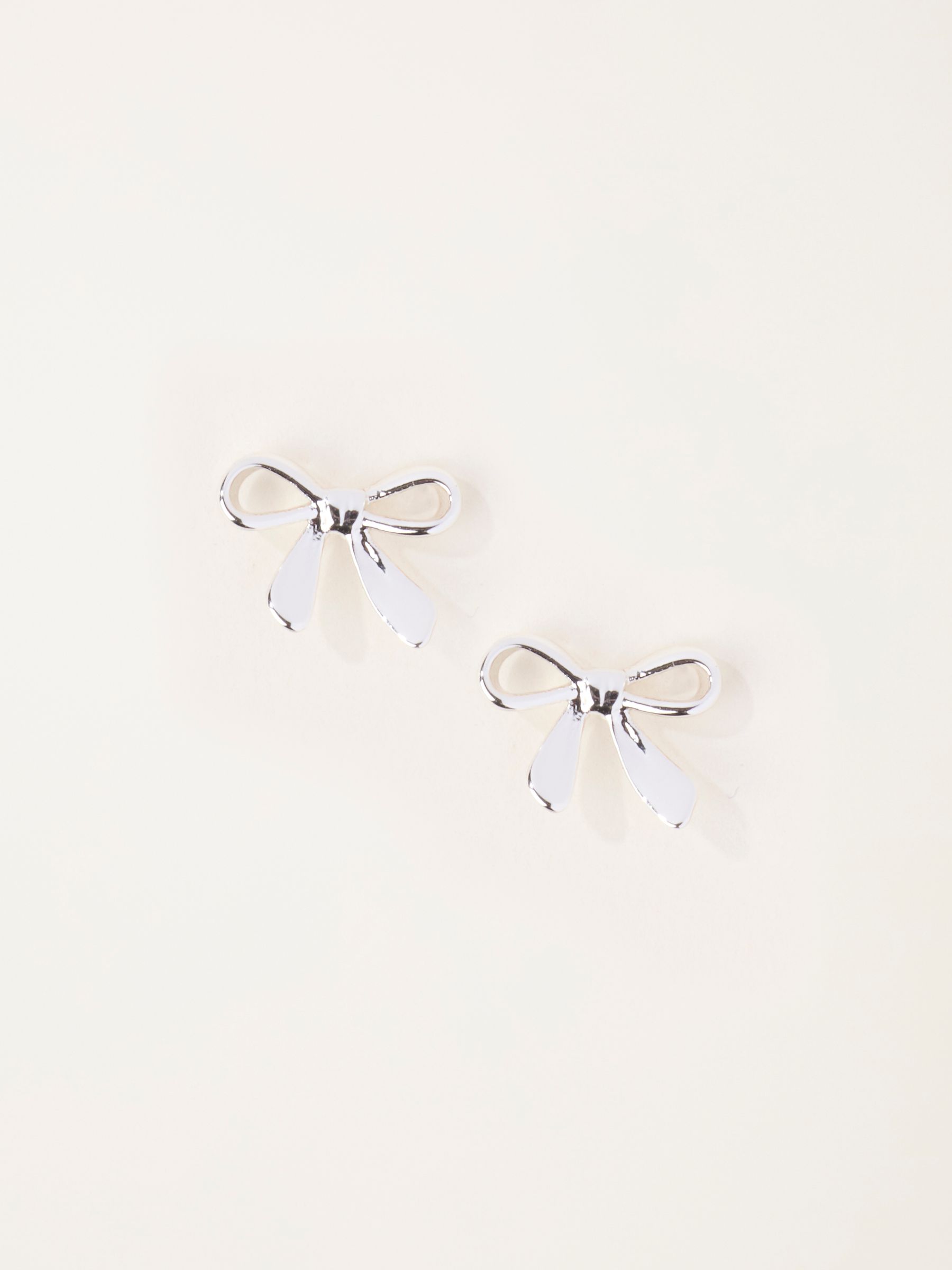 Bow Stud Earrings in Silver Tone - Image 1 of 3