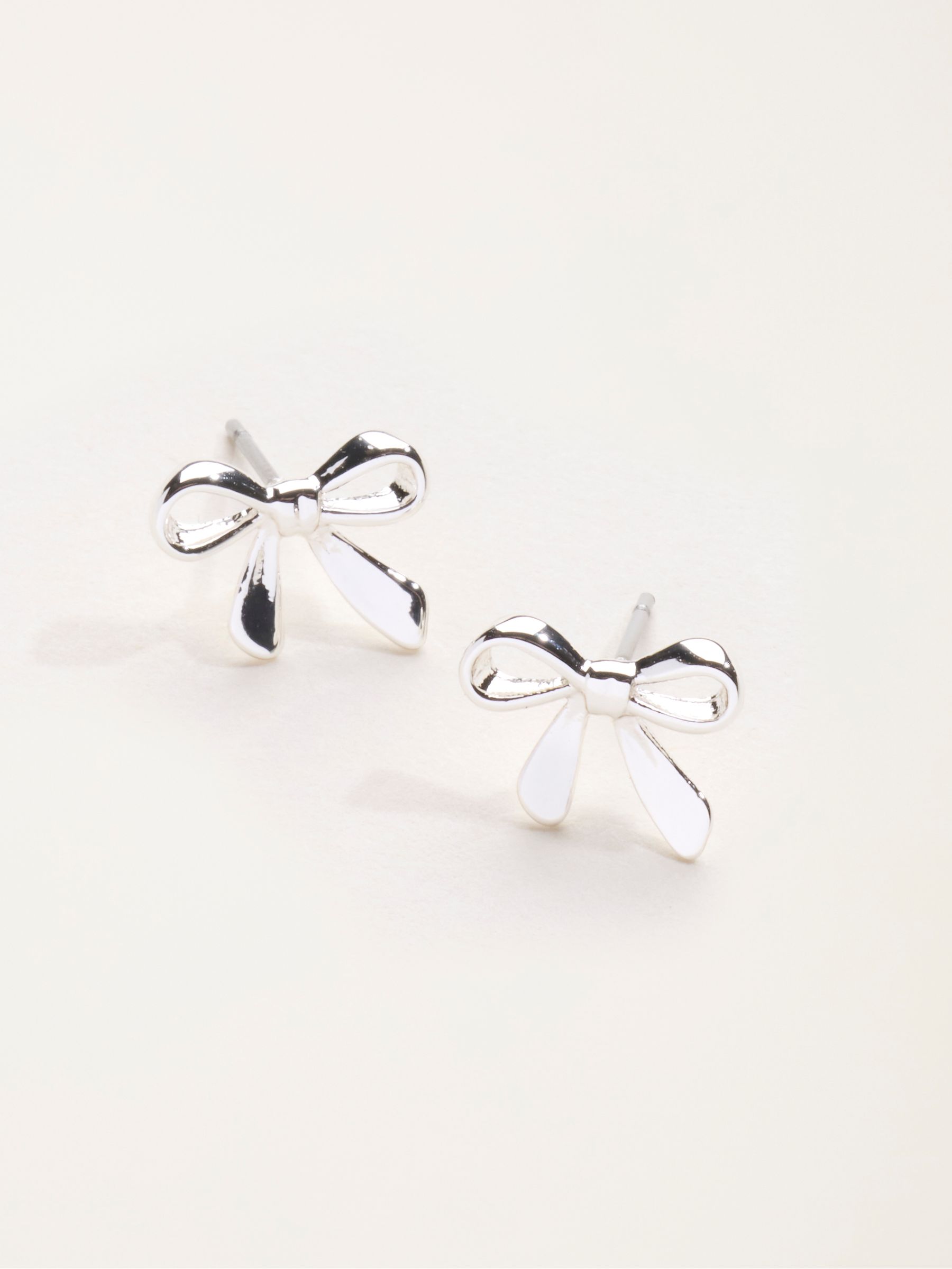 Bow Stud Earrings in Silver Tone - Image 2 of 3