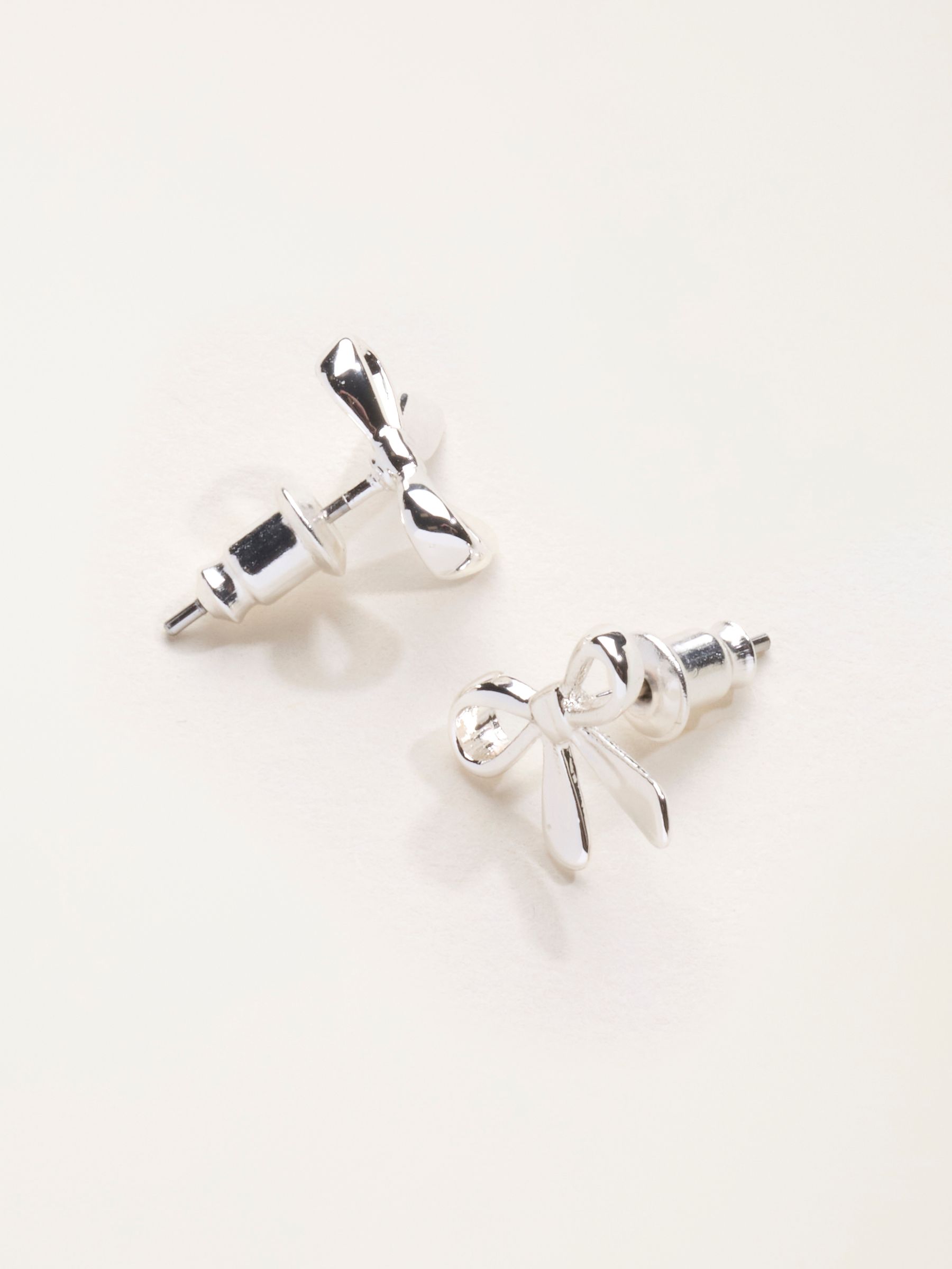 Bow Stud Earrings in Silver Tone - Image 3 of 3