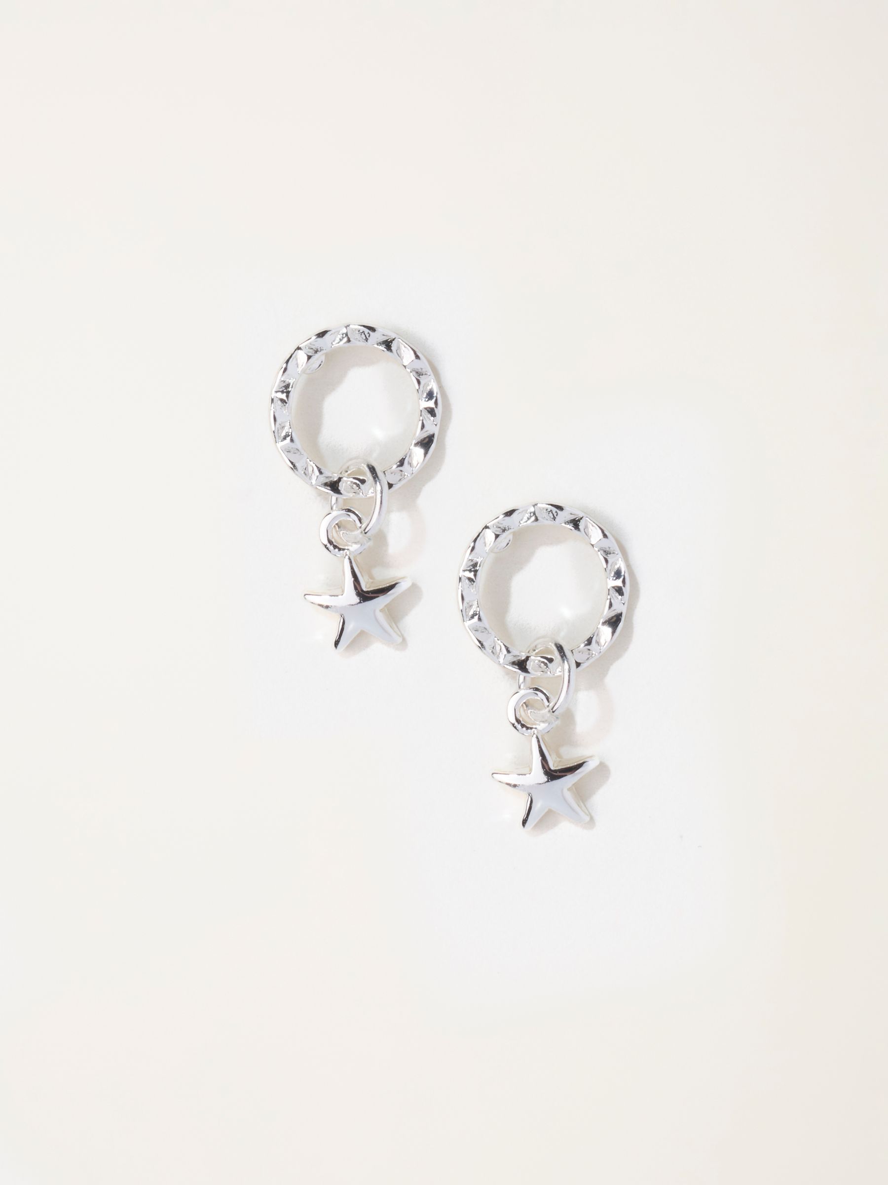 Mini Star Drop Earrings in Silver Tone - Image 2 of 3