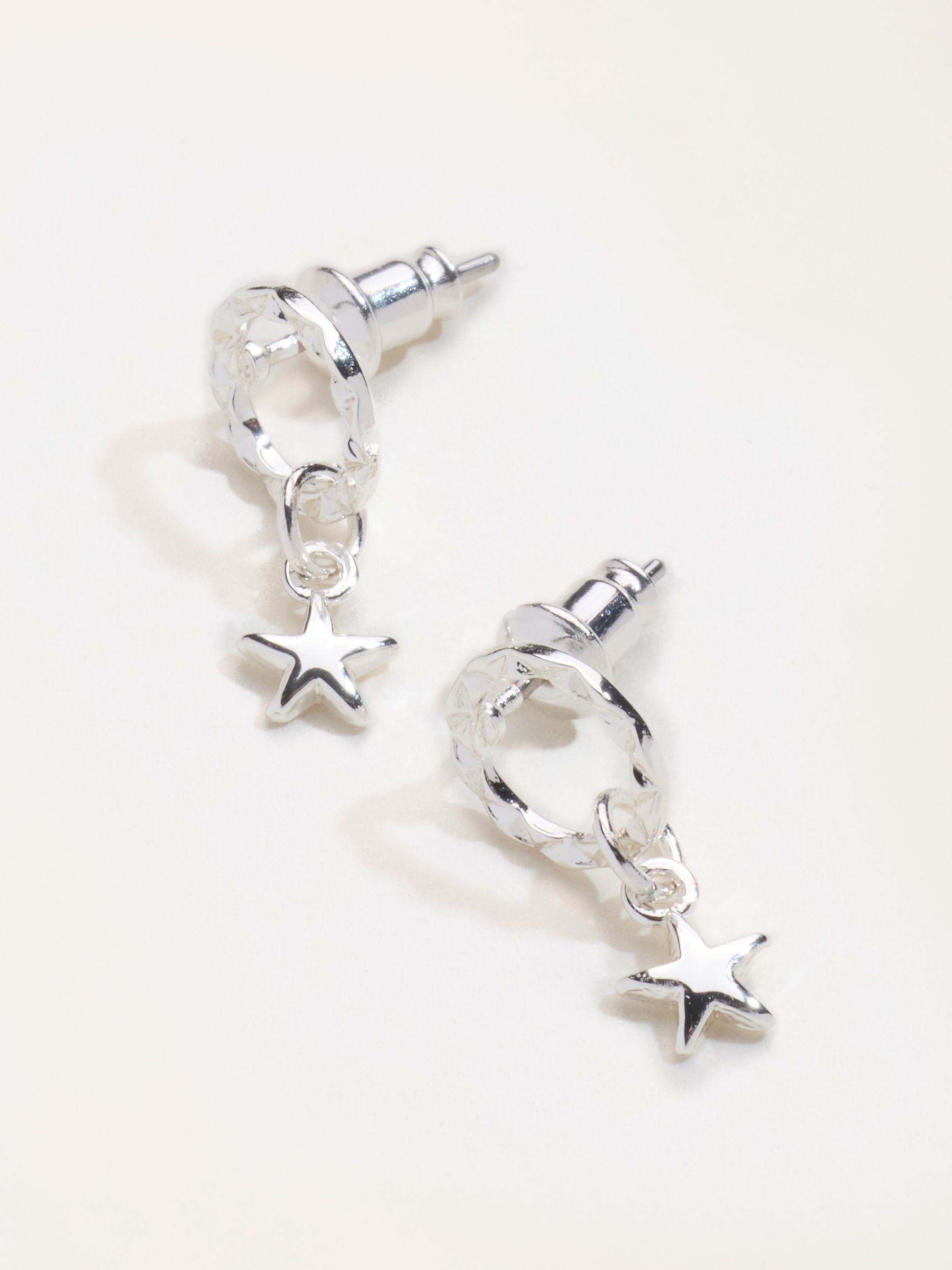 Mini Star Drop Earrings in Silver Tone - Image 3 of 3