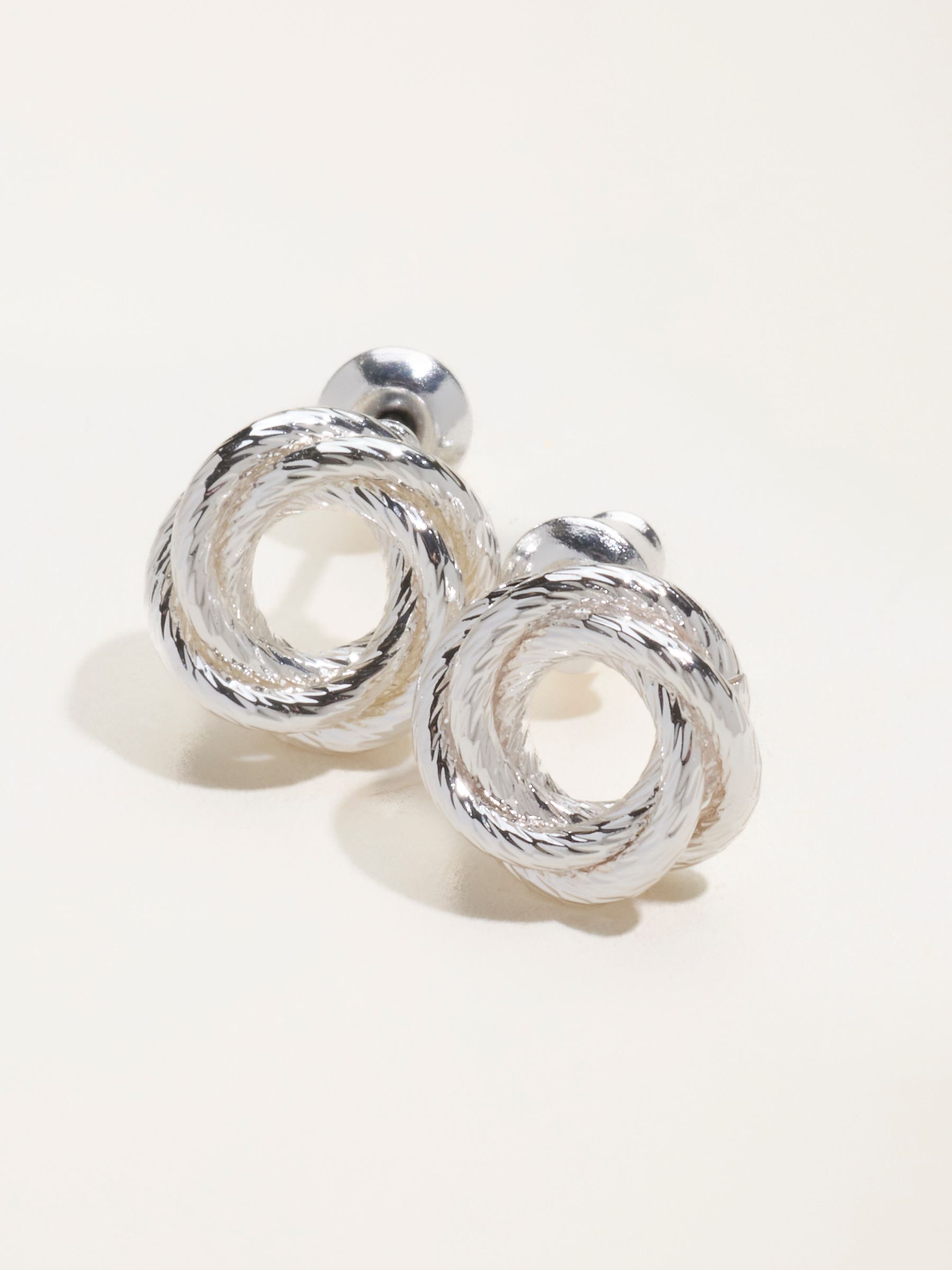 Twist Stud Earrings in Silver Tone - Image 2 of 2