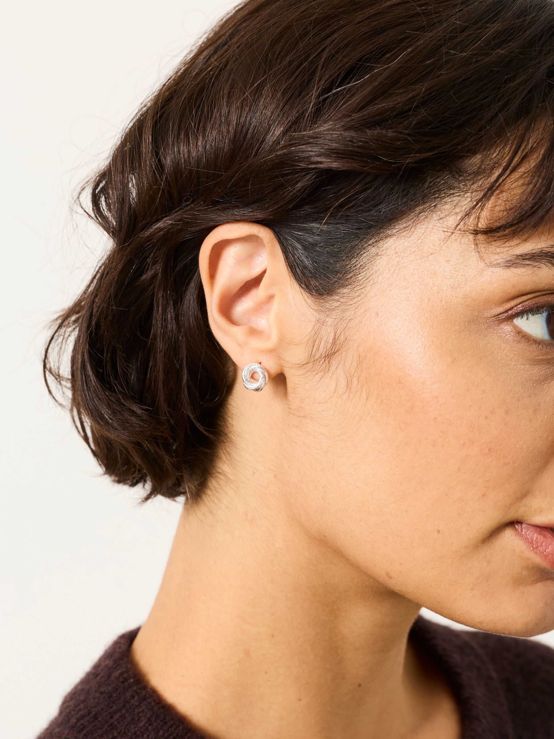 Twist Stud Earrings in Silver Tone - Image 3 of 3