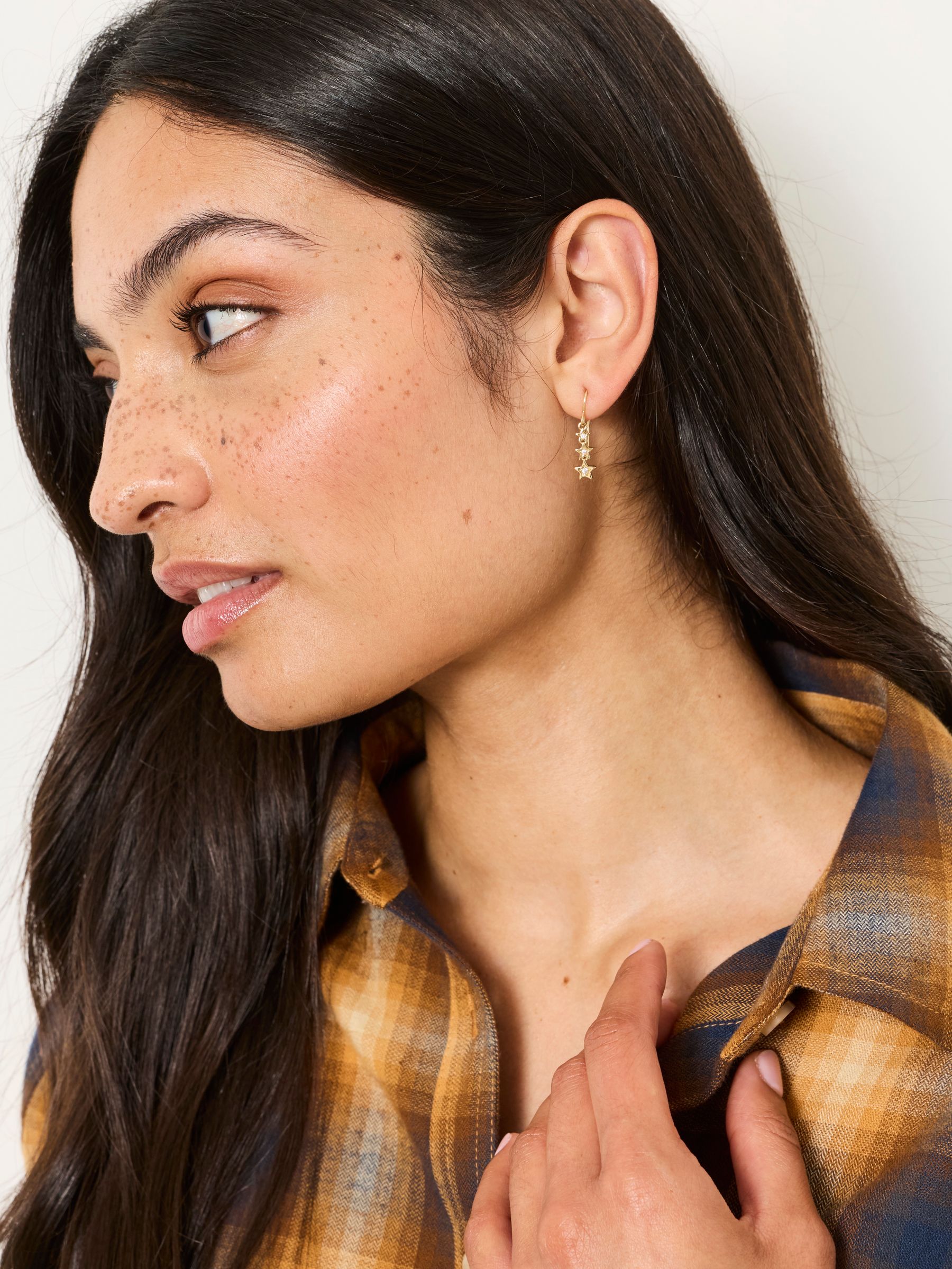 Trio Star Drop Earrings in Gold Tone - Image 2 of 4