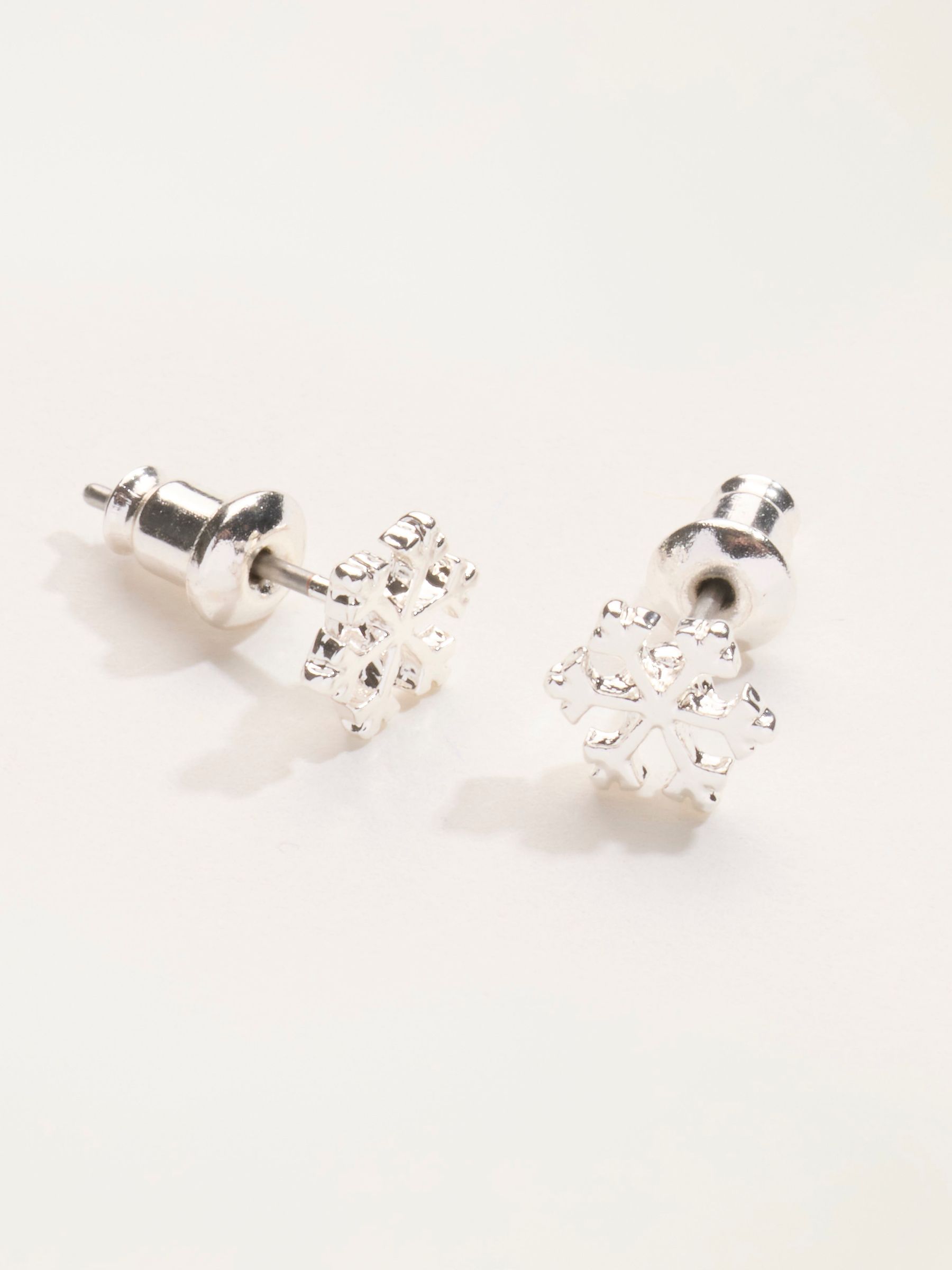 Snowflake Stud Earrings in Silver Tone - Image 2 of 2