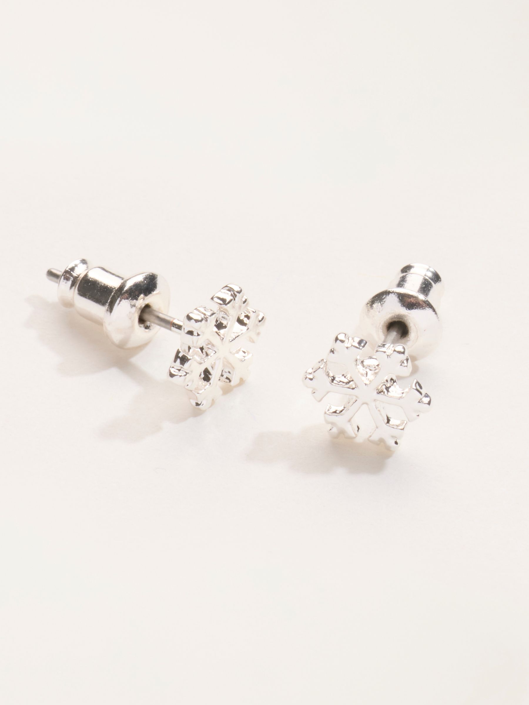 Snowflake Stud Earrings in Silver Tone - Image 3 of 3