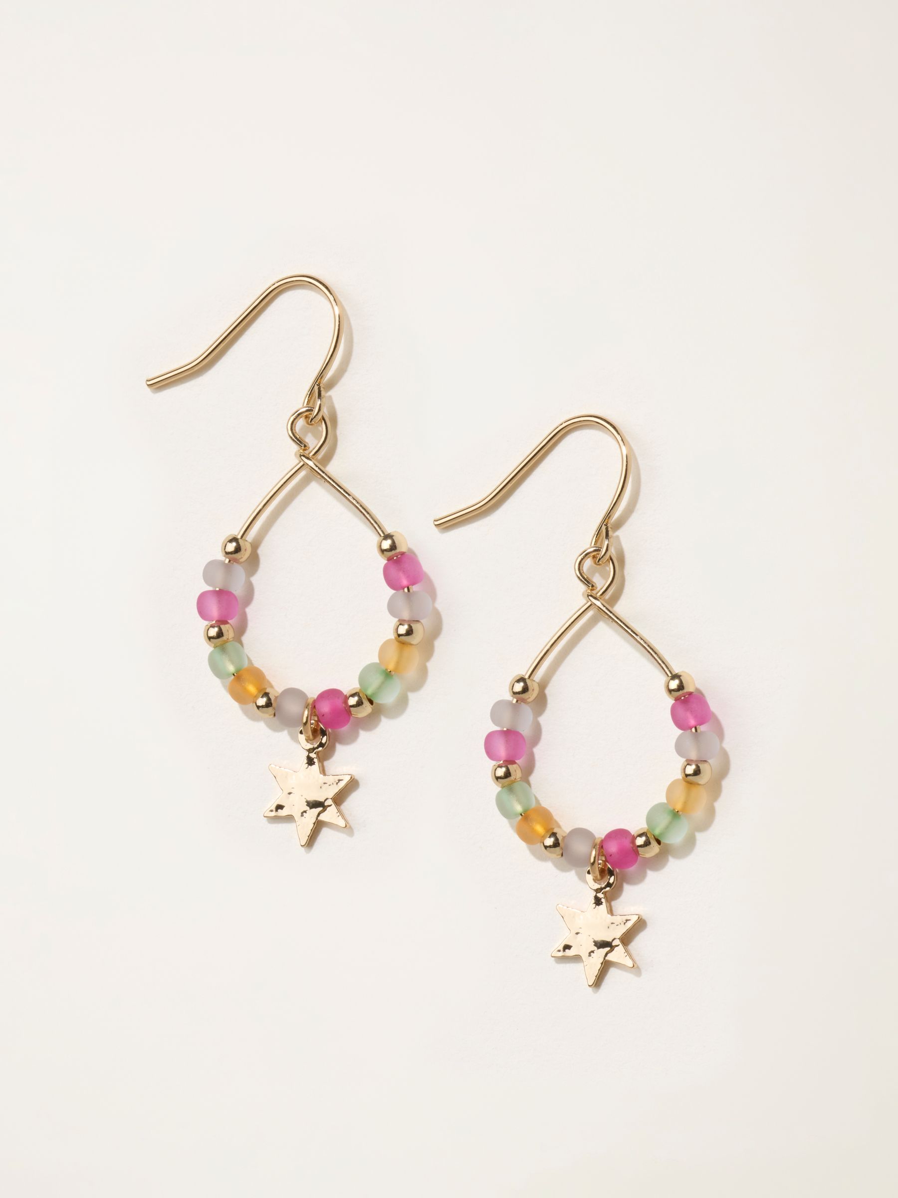 Star Beaded Hoops Earrings in Gold Tone - Image 1 of 2